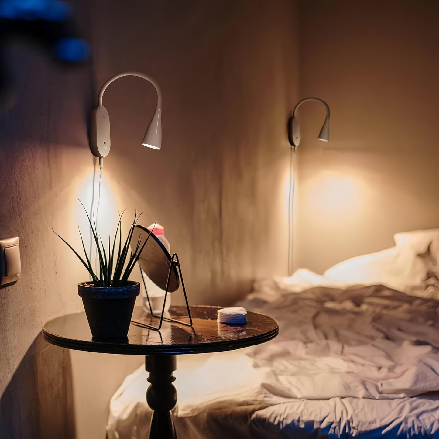 Wall Reading Light for Books in Bed, USB Output Headboard Wall Lamp,5 Dimmable Touch Control Reading Lamp,LED Warm