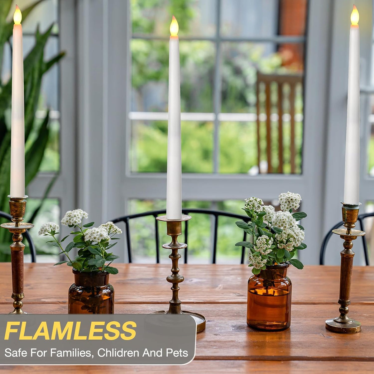 24 Pack Flameless Flicker Taper Candles Bulk with Remote and Timer, Battery Operated LED Warm White Taper Candles Light