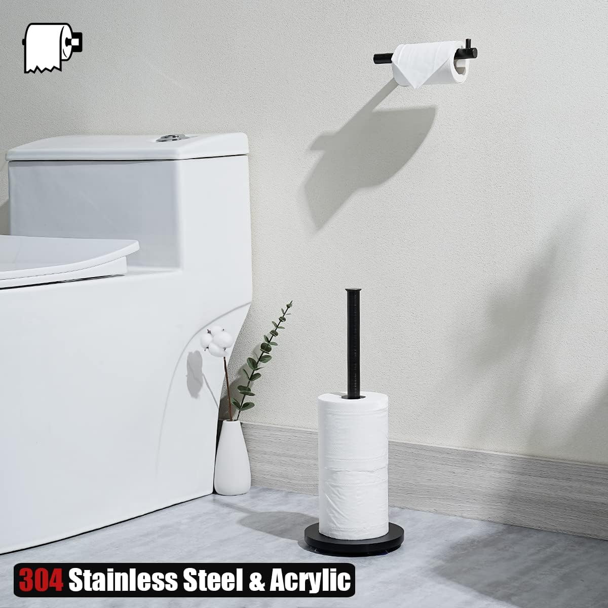 JQK Toilet Paper Storage Stand Oil Rubbed Bronze, 304 Stainless Steel Thicken 0.8mm Tissue Reserve Holder Dispenser for