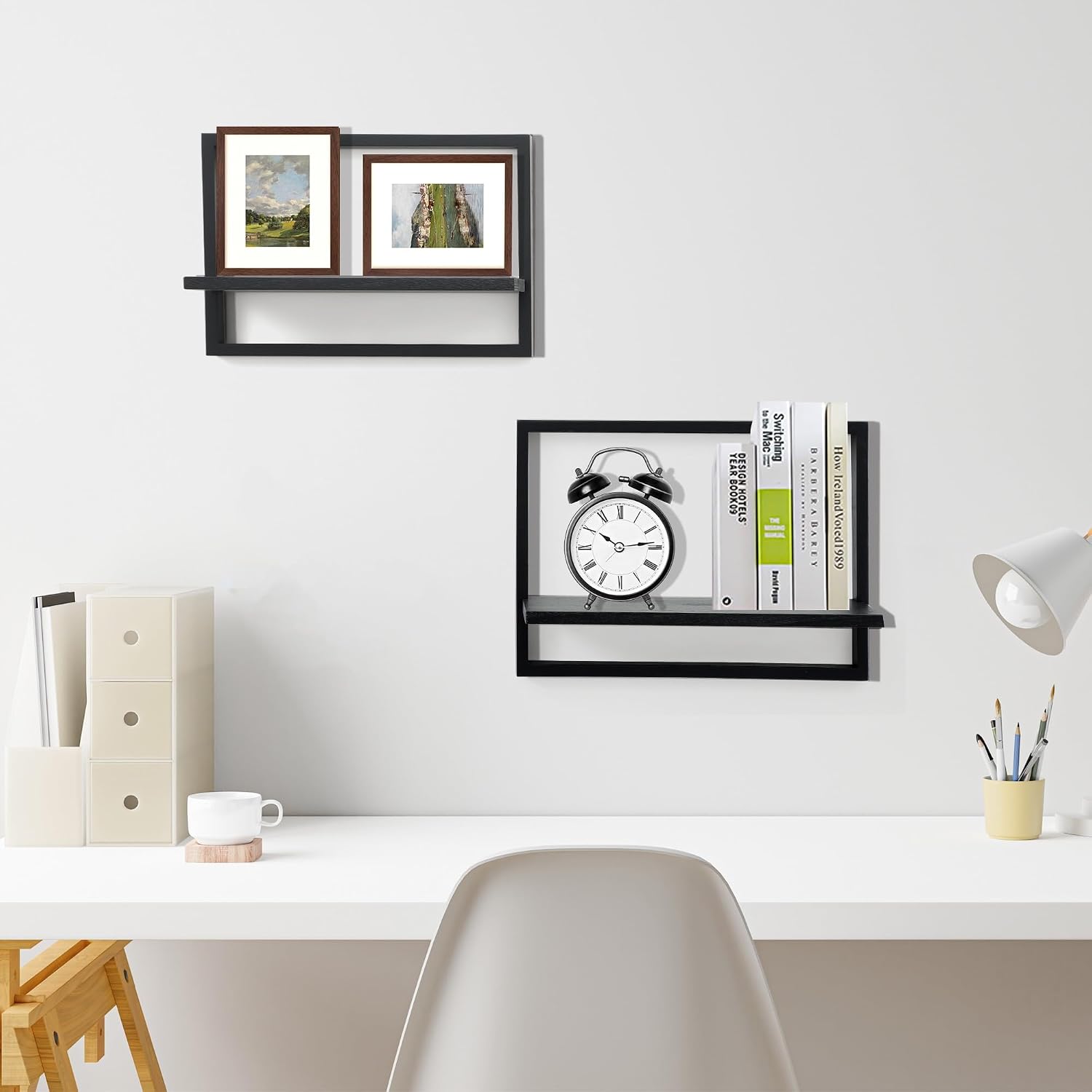 Square Floating Shelves / Rustic Black / Set of 4