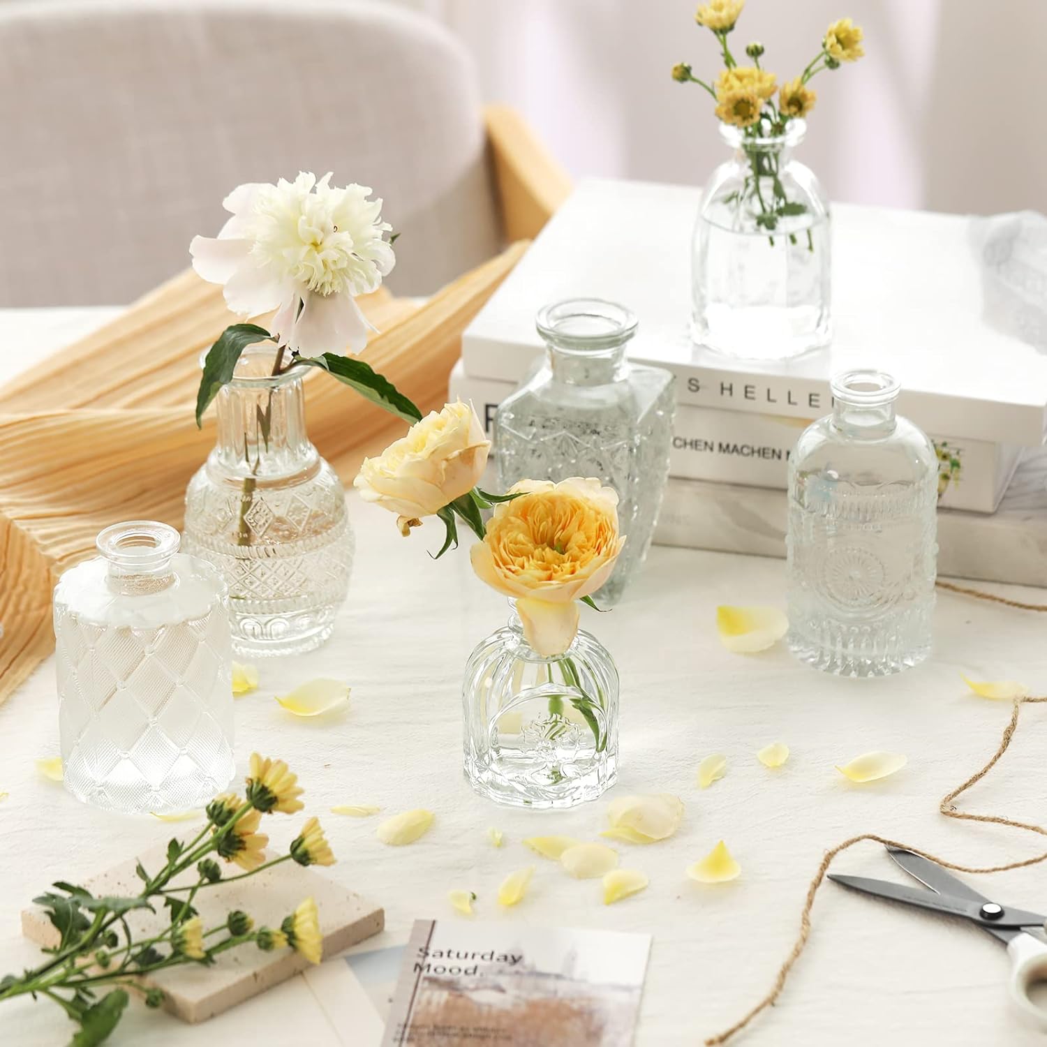 Glass Bud Vases / Clear / Set of 12