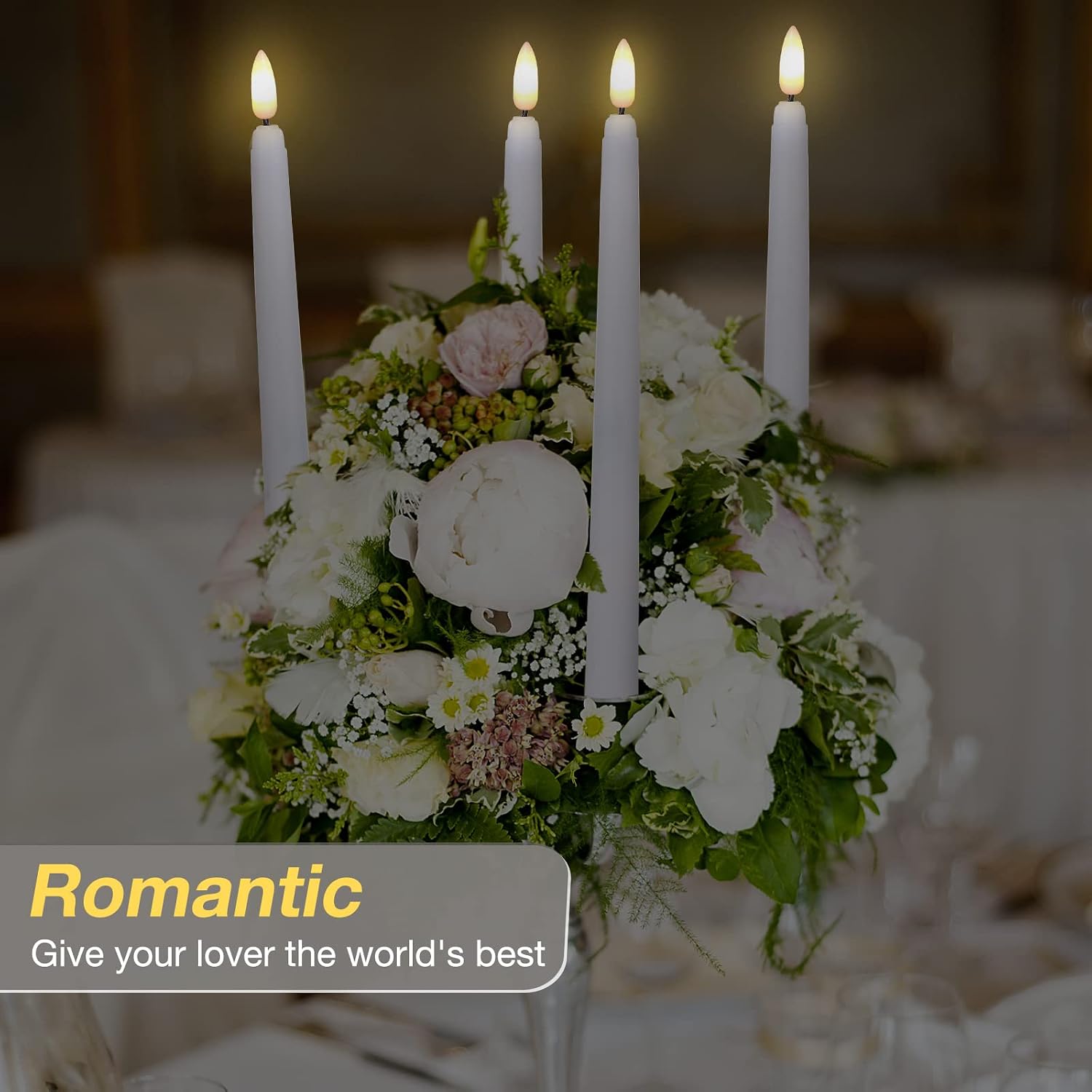 20 Pcs LED Flameless Taper Candles with Remote Timer,10.83",White | Battery Operated Flickering Candlesticks for