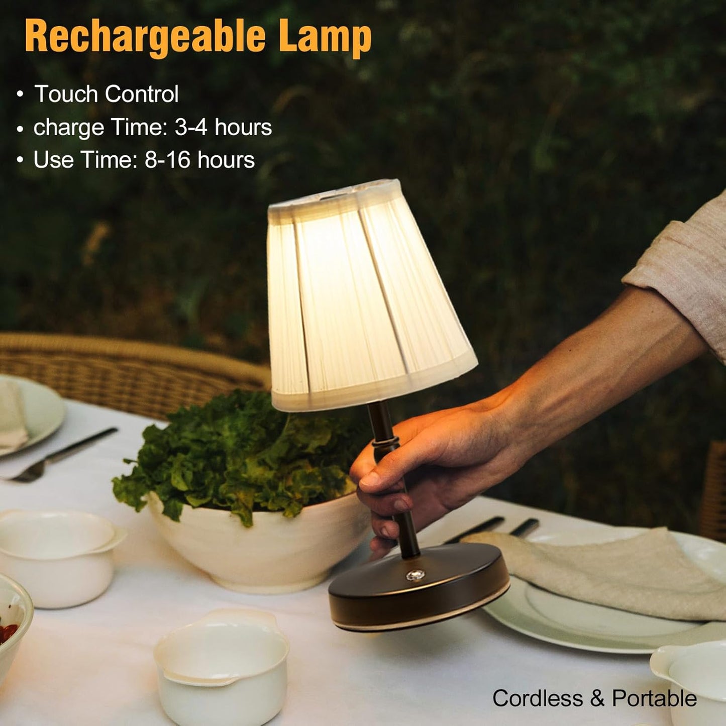 5W LED Cordless Mini Lamp,3000 mah Battery Operated Lamps,3 Color Temperature Dimmable Table Light,Small Rechargeable