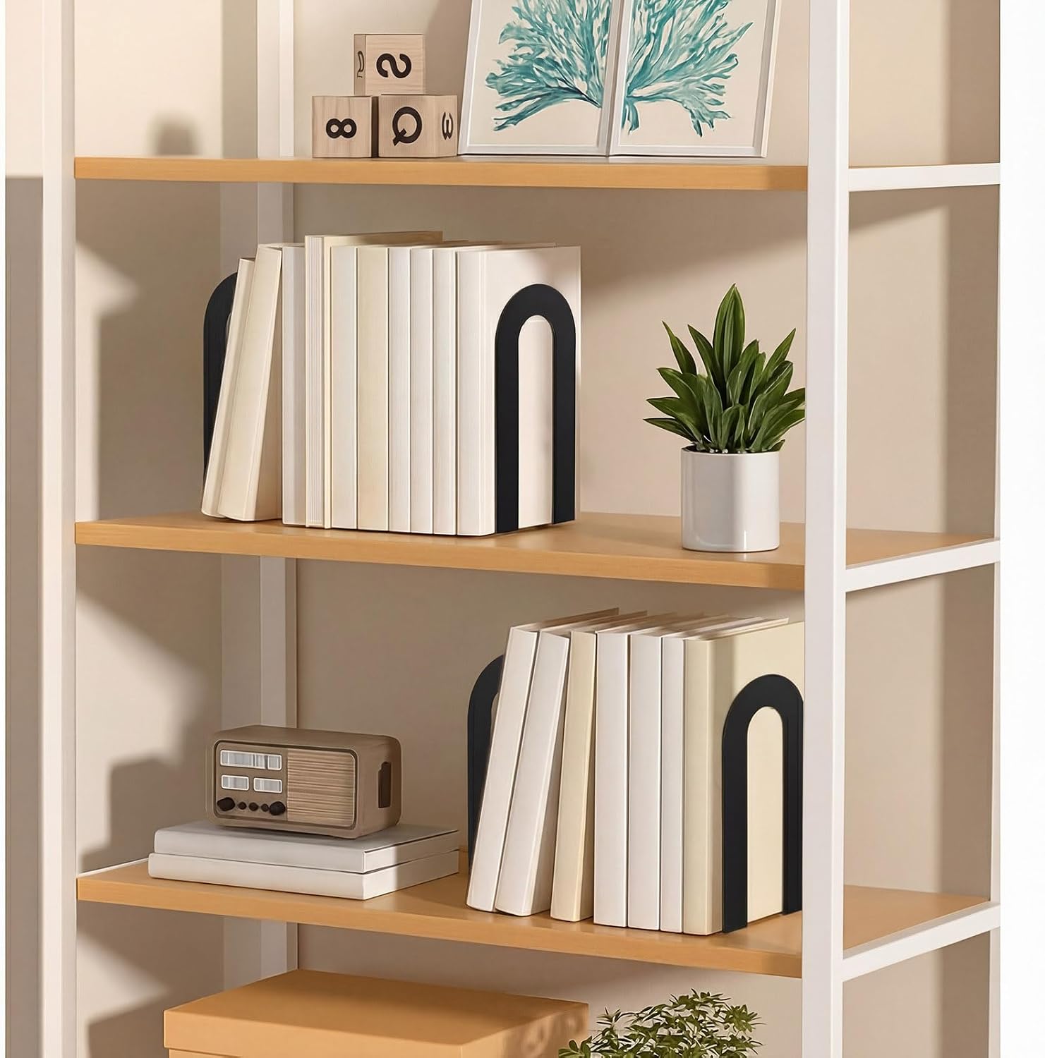 Modern Metal Book Ends / 7.5*5.75*3.5inch / Black / Set of 6