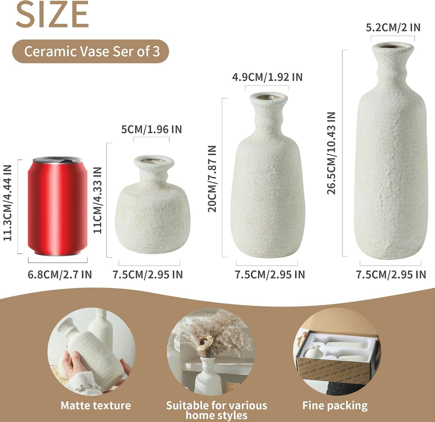 Ceramic Vase / 011 Vase Set - White / Set of 3