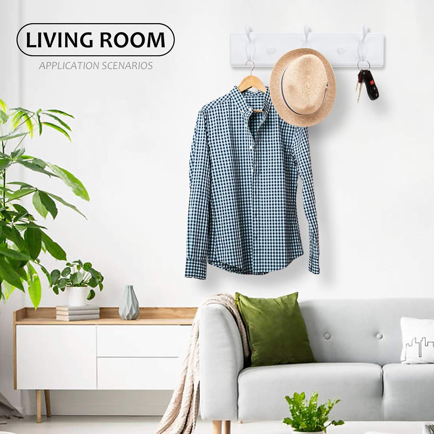 Wooden Coat Rack / White / 3 Hooks