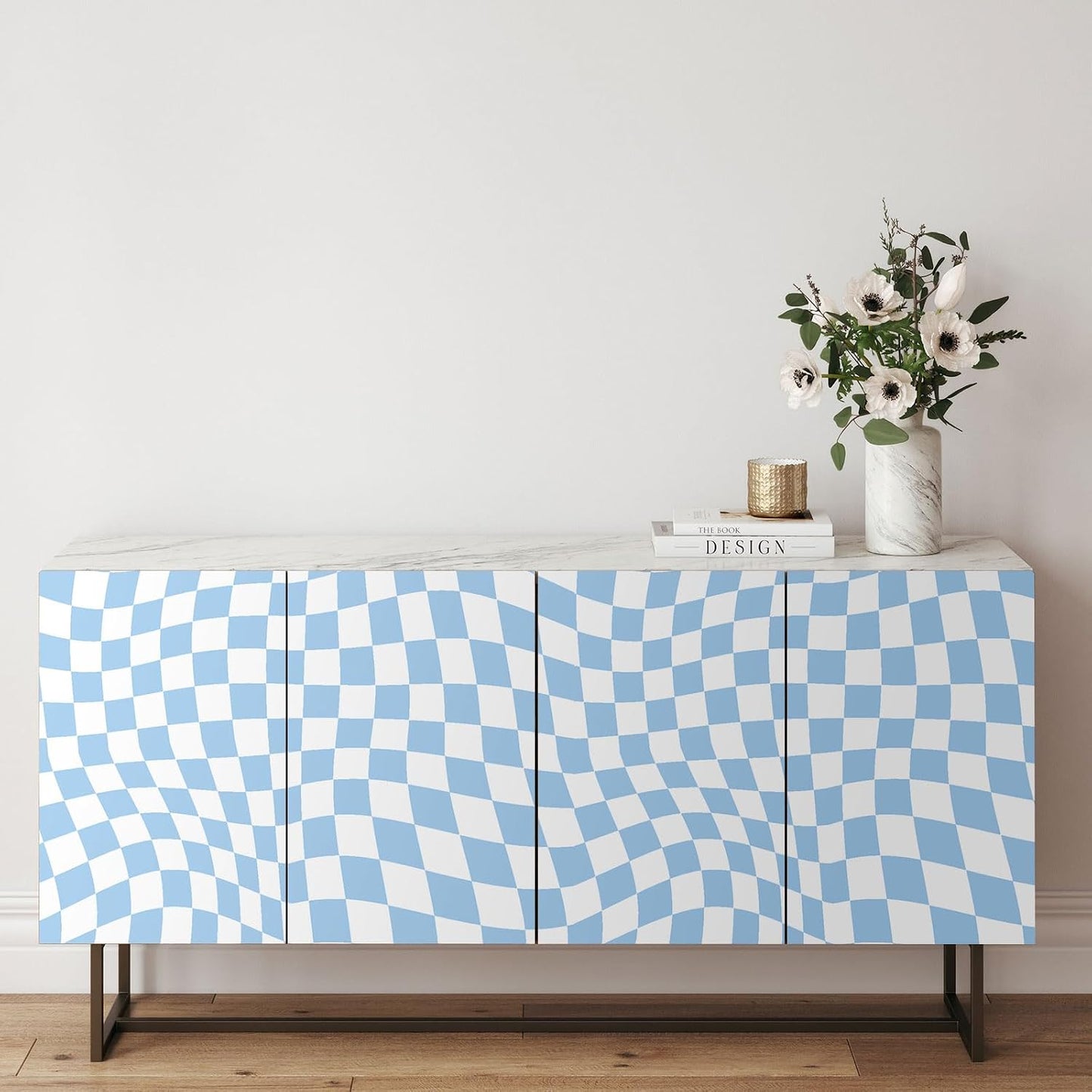15.75''x118'' Checkered Peel and Stick Wallpaper Aesthetic Removable Contact Paper / Light Blue