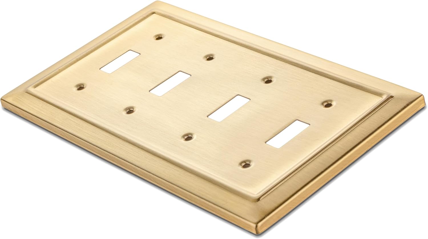 Monarch Abode Toggle Light Switch Cover Plate – 4-Gang Brushed Gold Outlet Covers, Architectural Decorative Outlet