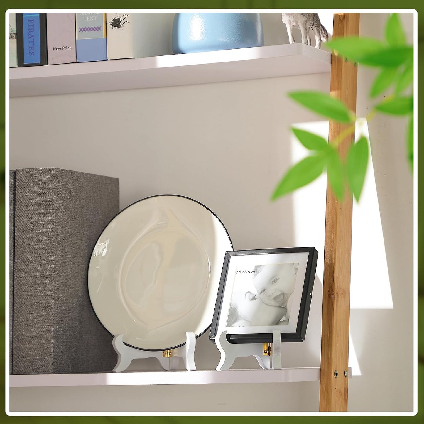 Packs Wooden Display Stand Decorative Plate Stands for Display Picture Frame Holder / White / 4 Inch