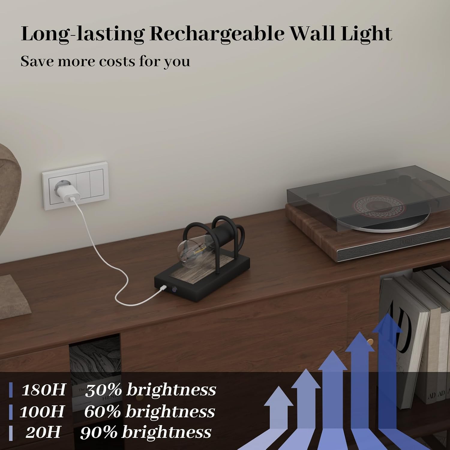 Battery Operated Wall Sconce Set of 2, Wireless Wall Lights with Remote Control, Dimmable 3 Color Temperatures