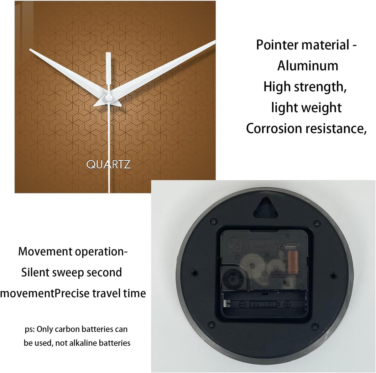 XFM Modern Glass Wall Clock for Living Room 16 Inch Brown | Silent Non-Ticking Battery Operated Big Size Simple