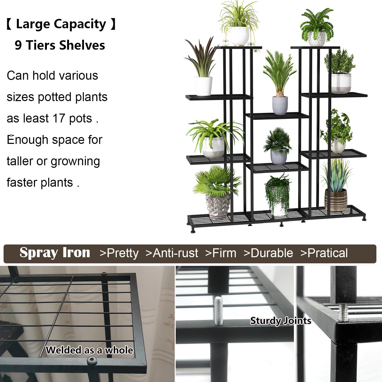 Twhep Heavy Duty Metal Plant Stand, large Multifunctional Plant Stand for Indoor Outdoor, for Tall Large Rack for
