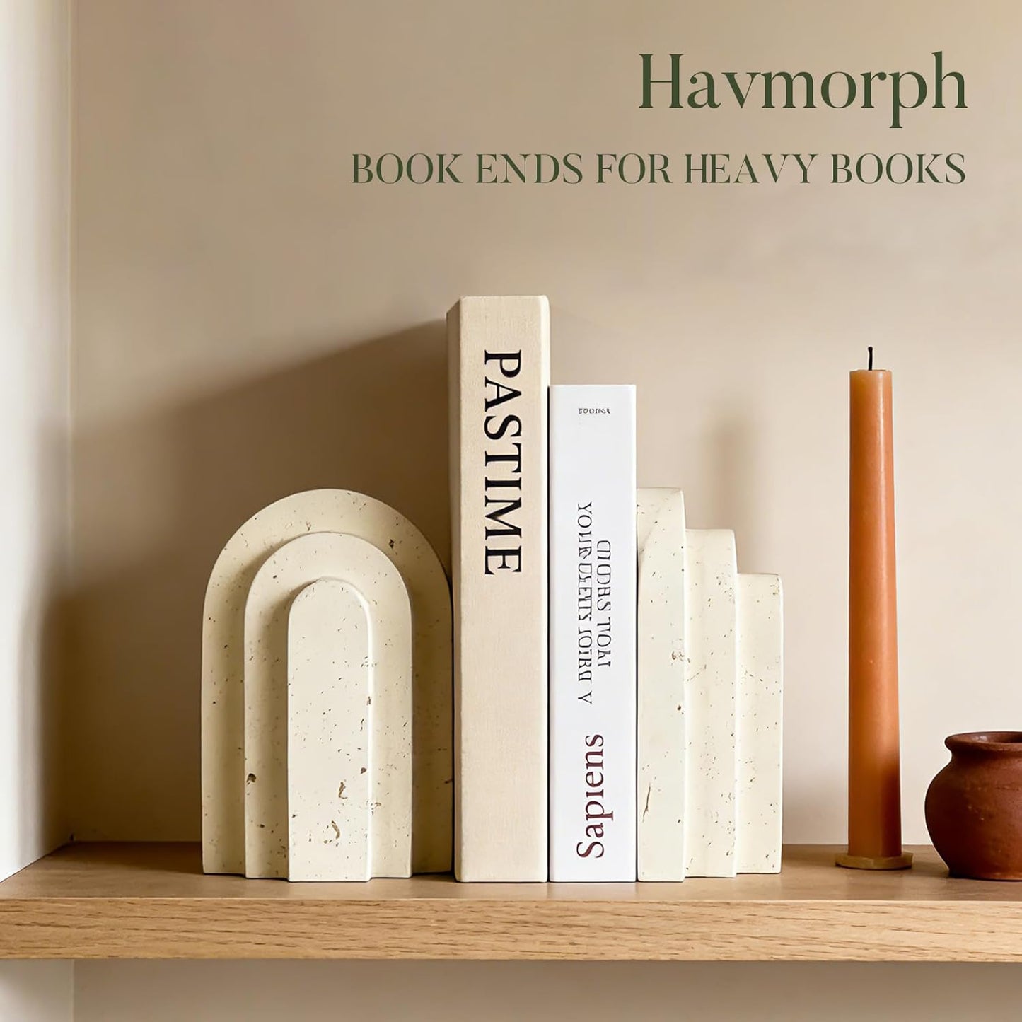 Modern Pleasing Layered Arch Design Aesthetic Bookend Decorative / Beige