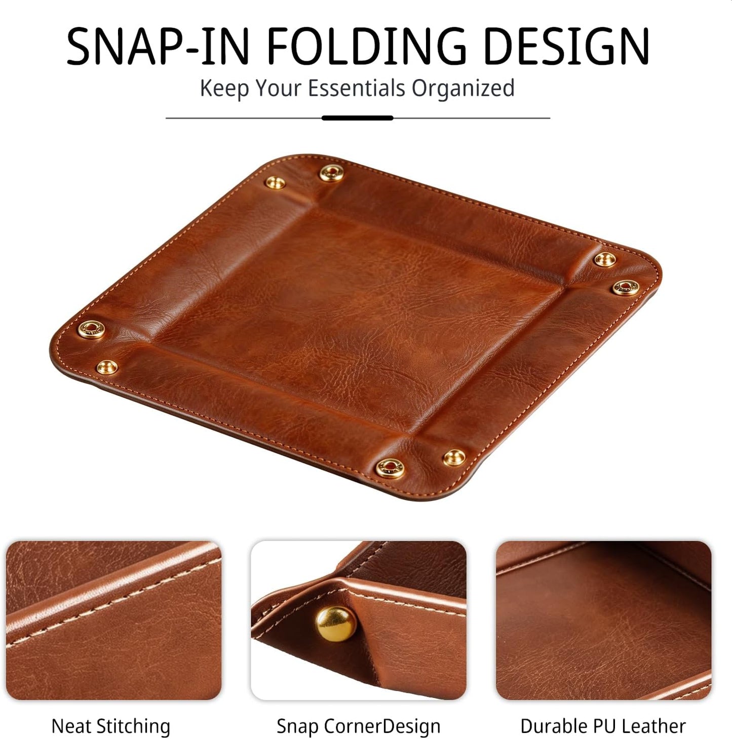 Light Valet Tray for Men / Brown Horseskin