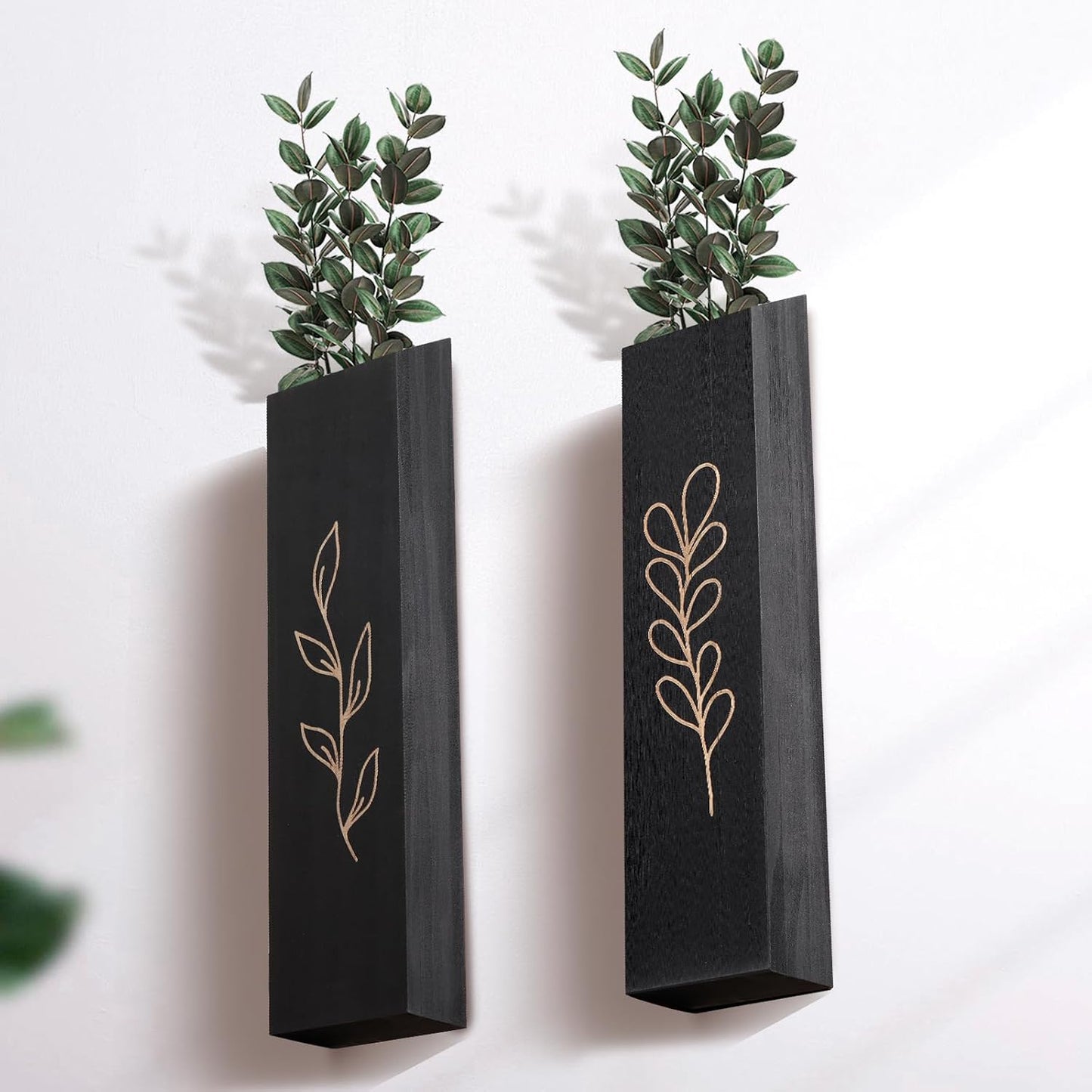 Wood Wall Planter / Black / Set of 4