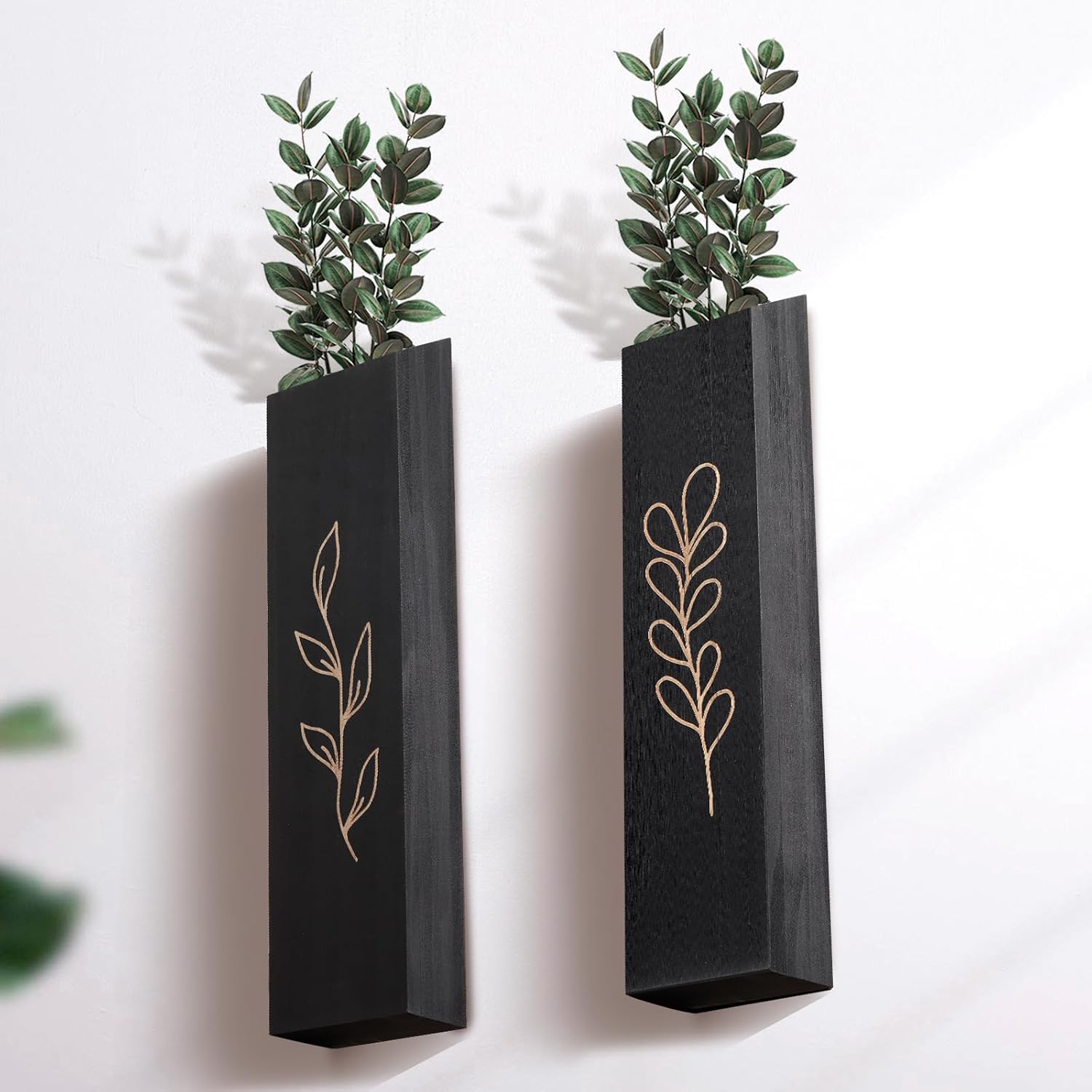 Wood Wall Planter / Black / Set of 4