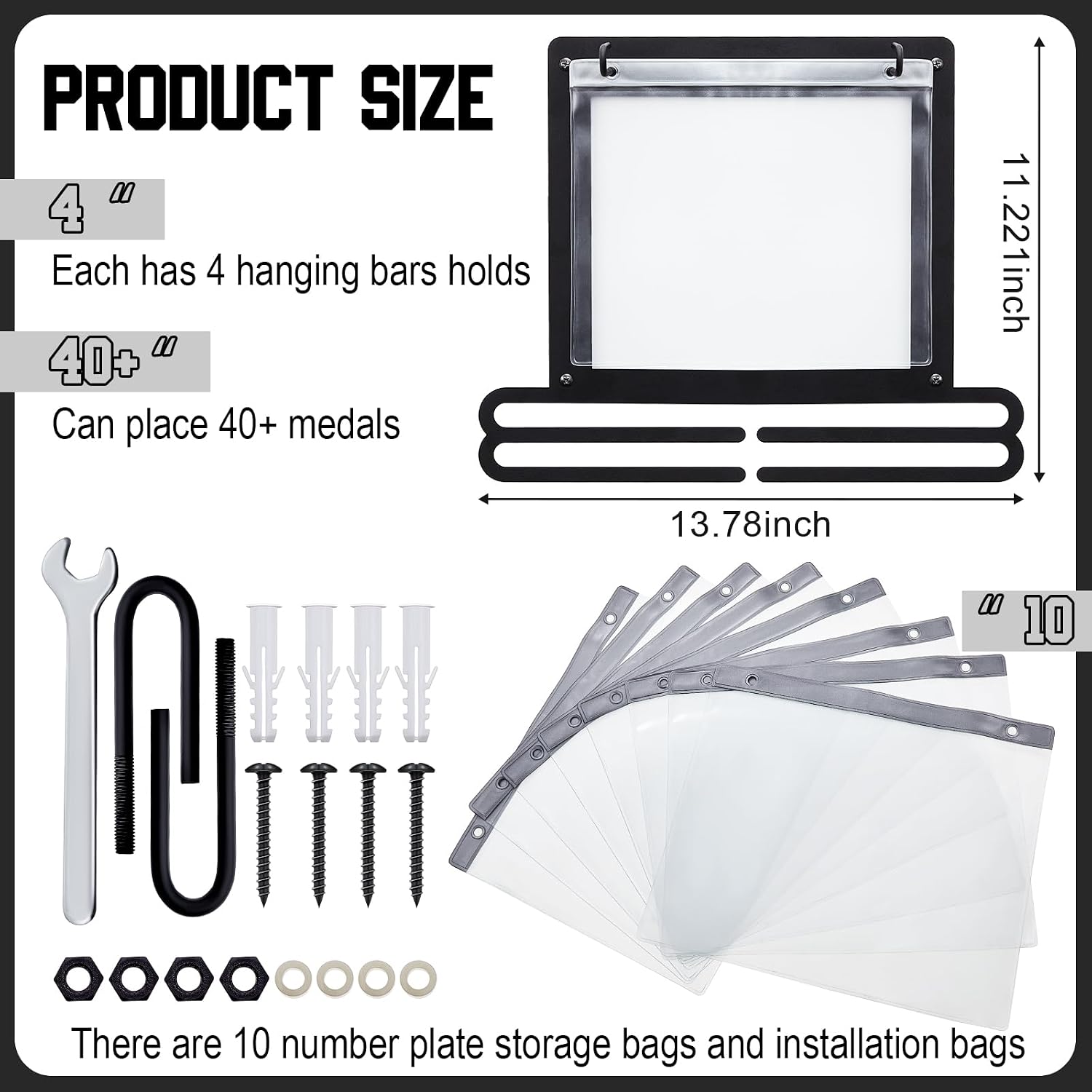 Race Medal and Bib Display Medal Hanger Running Bib Holder Wall Mounted Hanging Rack Stands Gifts for Runners