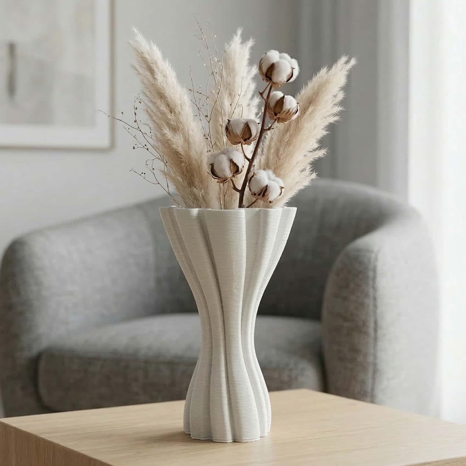 Minimalist White Ceramic Vase / White-a, 7.87 Inch