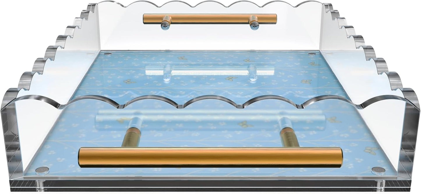 Rectangular Scalloped Acrylic Tray / Bronze / 10 x 12