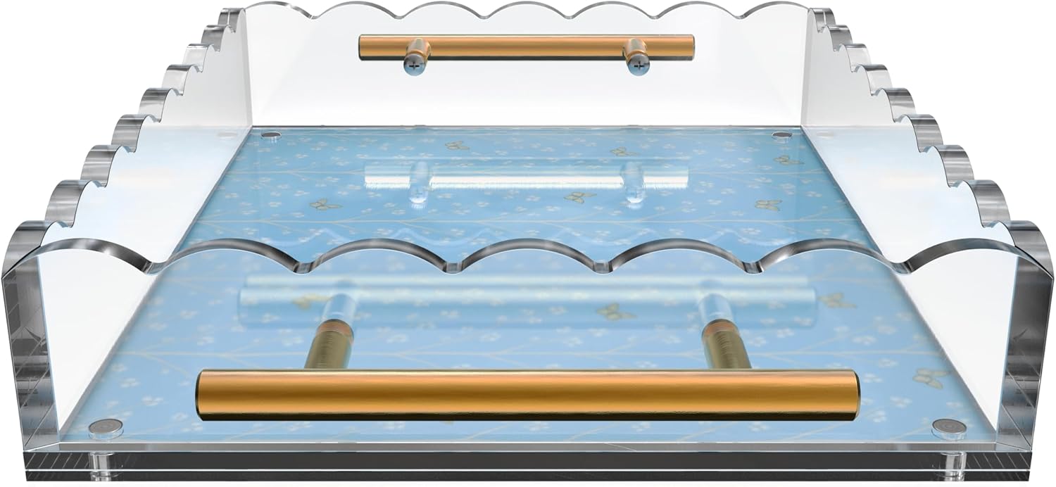 Rectangular Scalloped Acrylic Tray / Bronze / 10 x 12