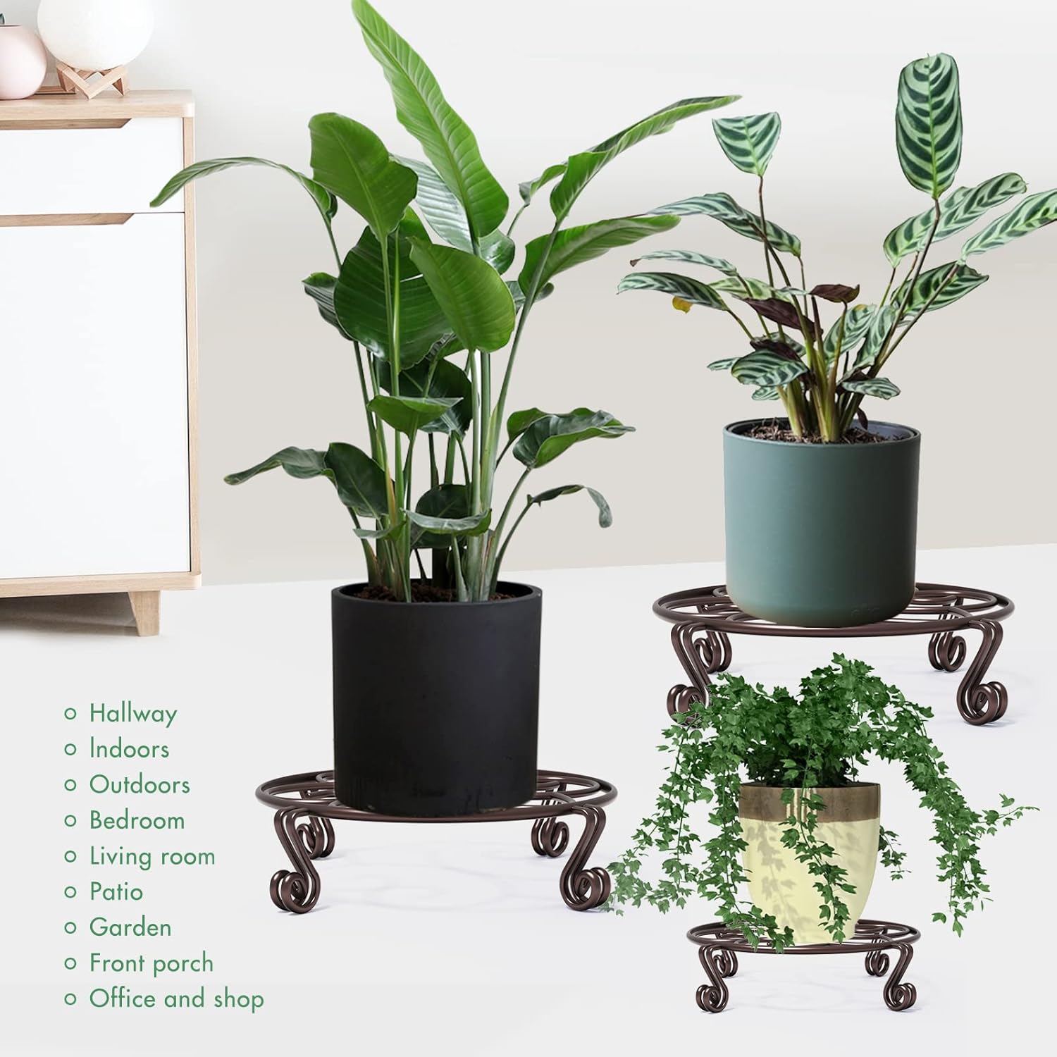 Yimobra 2 Pack Plant Stand for Flower Pot Heavy Duty Potted Holder Indoor Outdoor Metal Rustproof Iron Garden Container