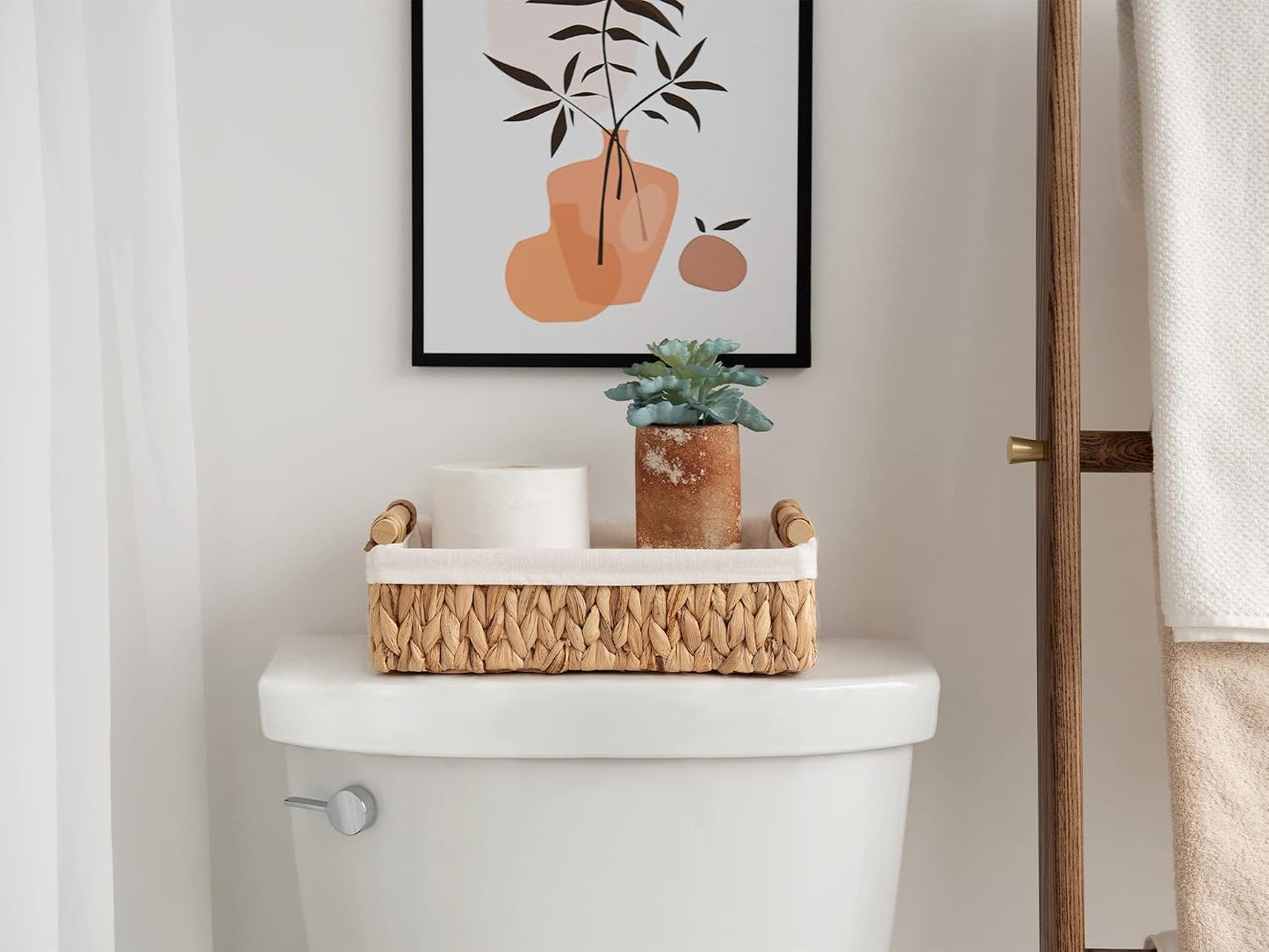 Wicker Bathroom Basket for Toilet Tank Top / Natural