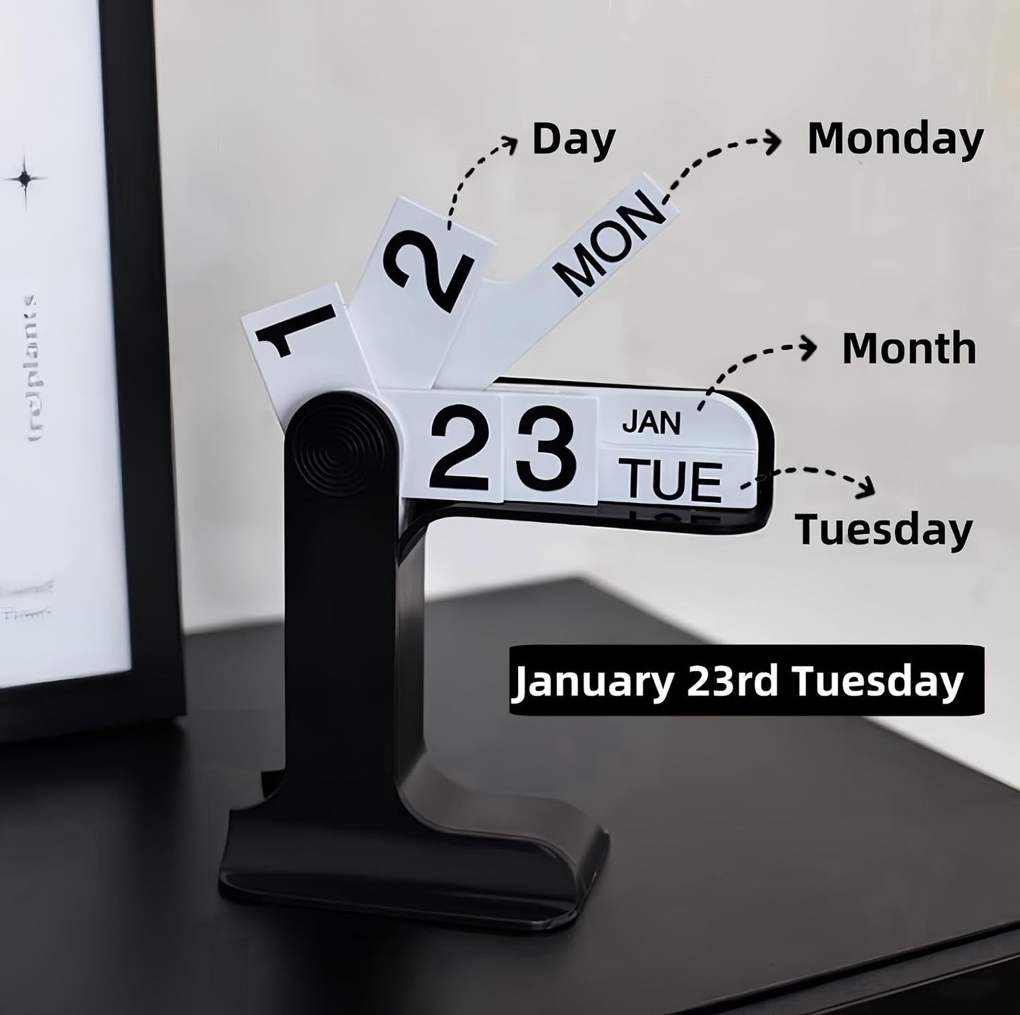 Perpetual Calendar, Standing Flip Calendar, Aesthetic Reusable Daily Page Turning Flip Desktop Calendar, Modern