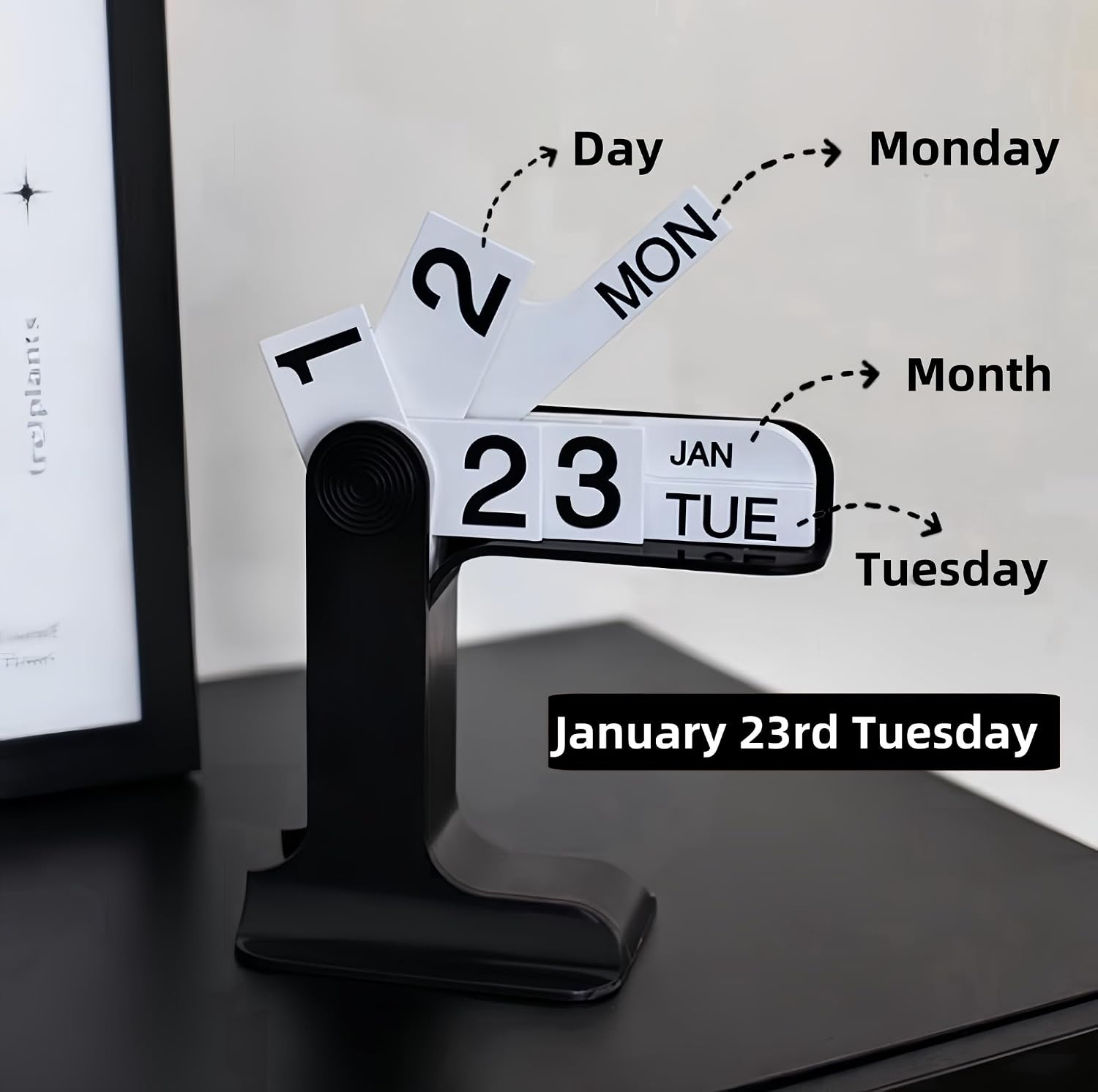Perpetual Calendar, Standing Flip Calendar, Aesthetic Reusable Daily Page Turning Flip Desktop Calendar, Modern