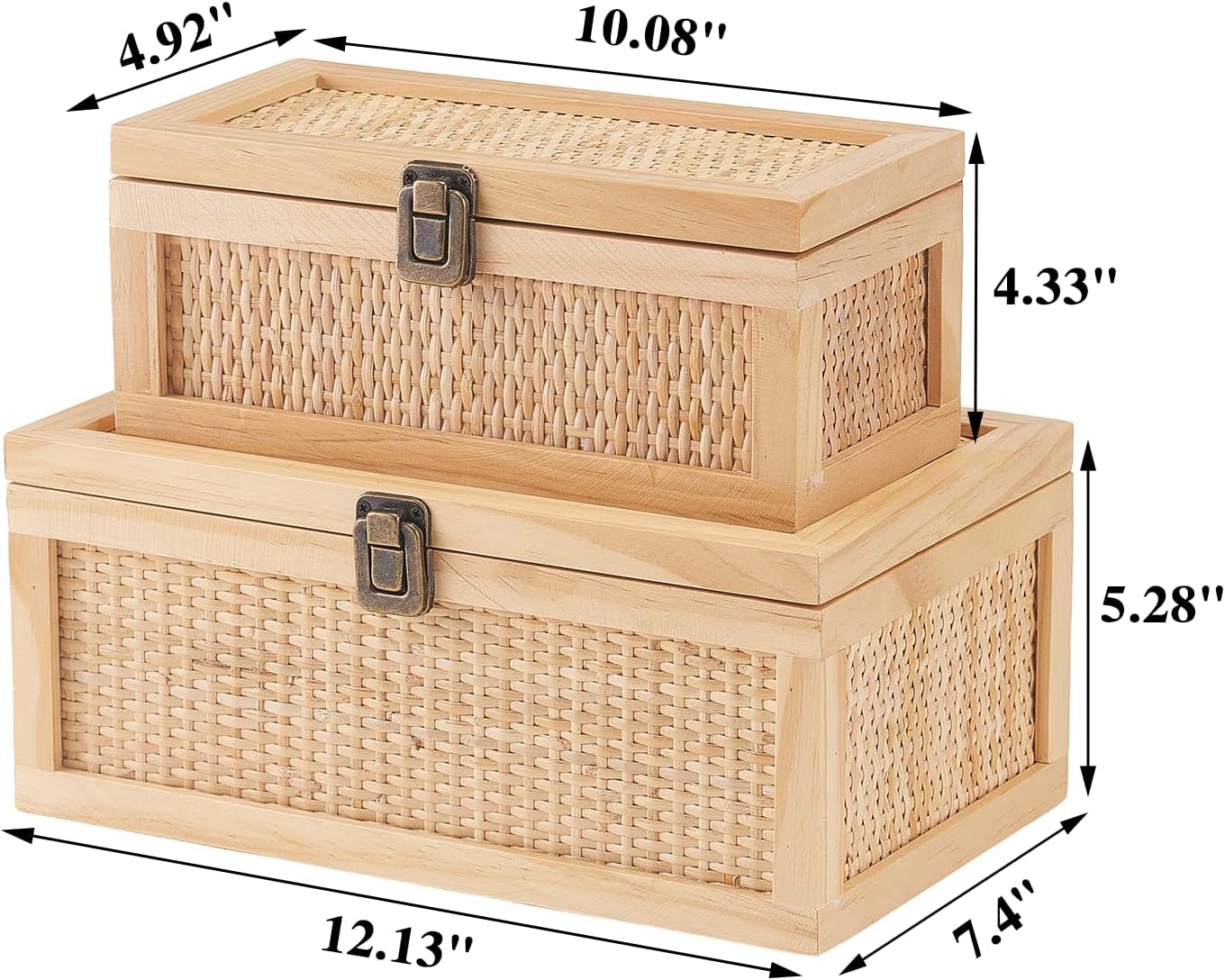 Rattan Decorative Boxes / Natural / Set of 2