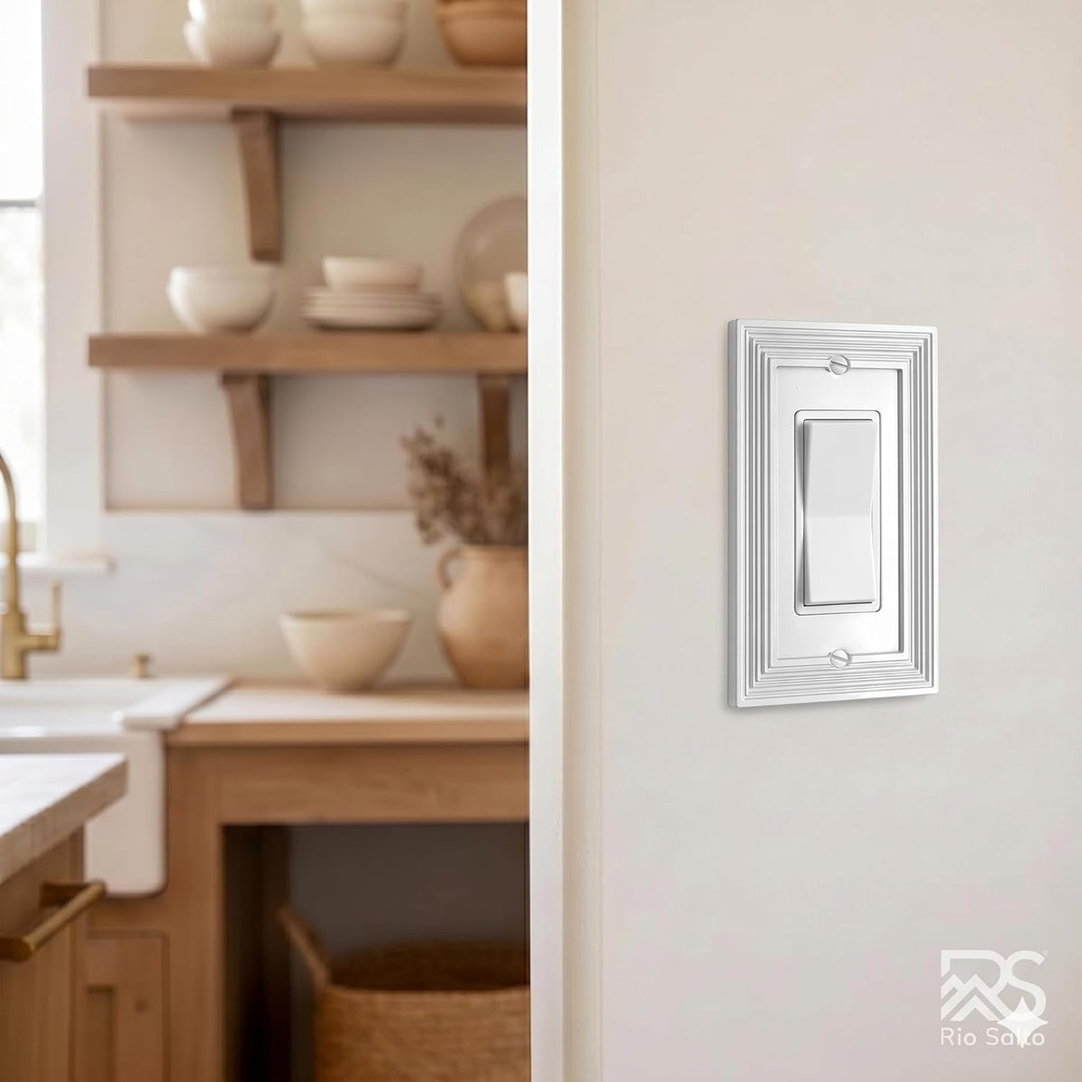 Rio Salto Rocker Light Switch Cover Plate Decorator Paddle GFCI Outlet Covers Wall Plates 1 Gang White Metal — Estate