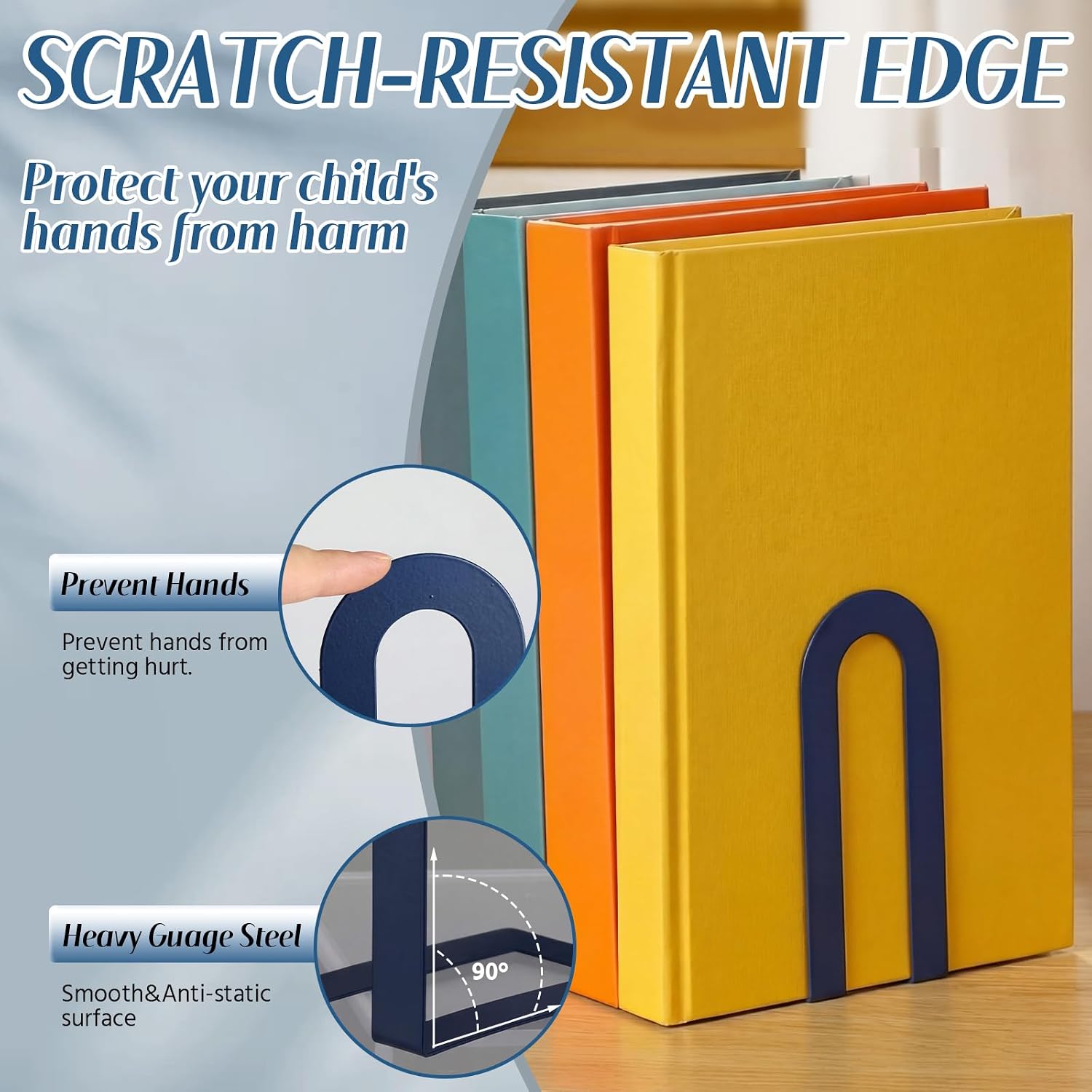 Modern Metal Book Ends / 5.5*3.75*2.25inch / Blue / Set of 6