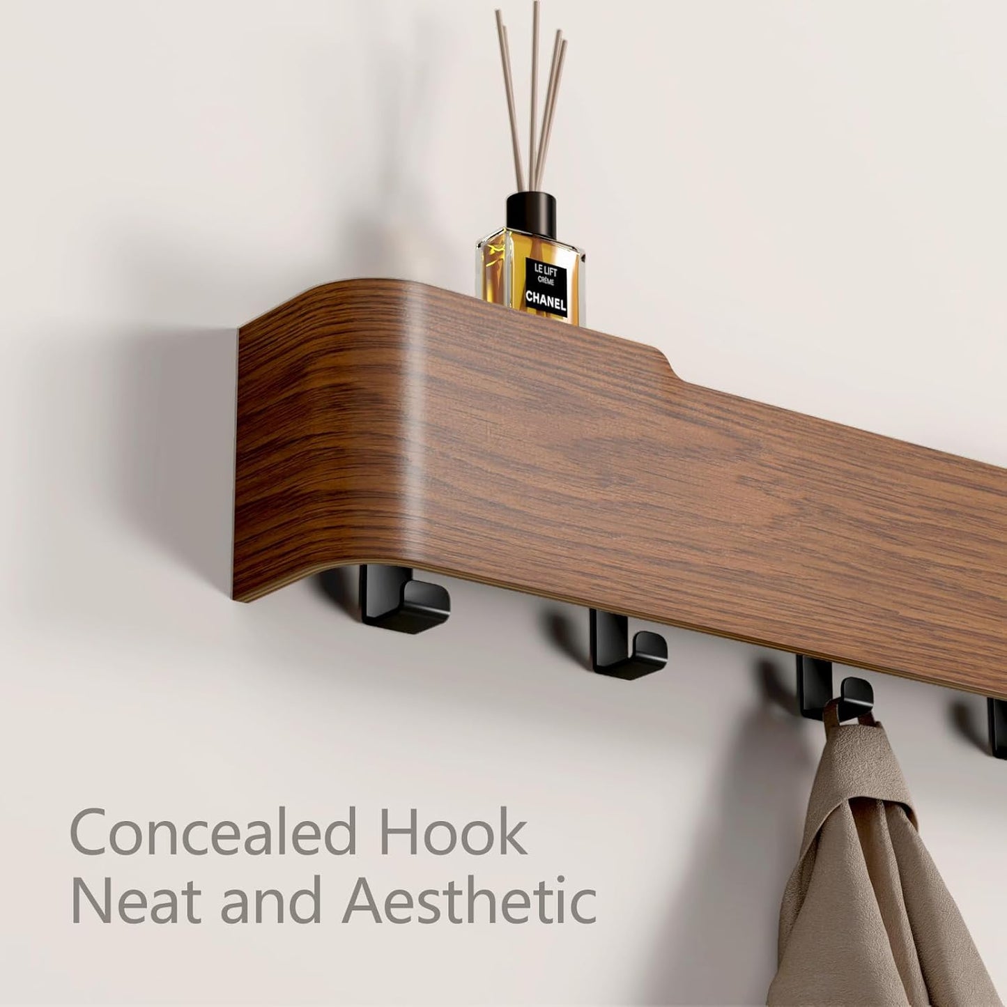 Wooden Entryway Organizer / Walnut / 4 Hooks
