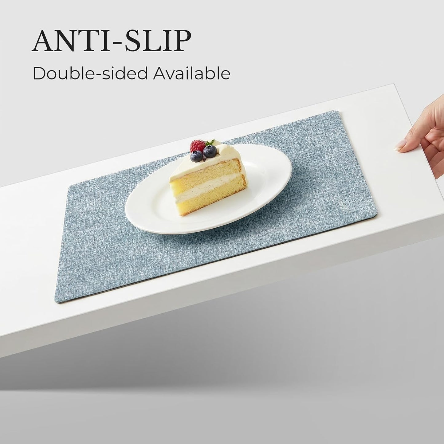 Romanstile Vinyl Placemats Set of 8, Reversible Faux Leather Heat Resistant Wipeable Table Mats, Waterproof Washable