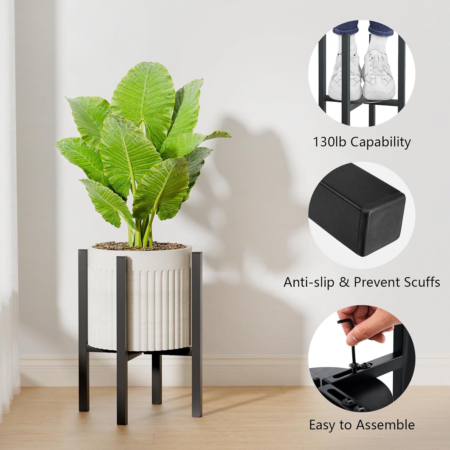 Linpla 2-Pack Adjustable Metal Plant Stand Indoor Outdoor - Fits 8 to 12 Inches Pots - Mid Century Modern Planter Stand