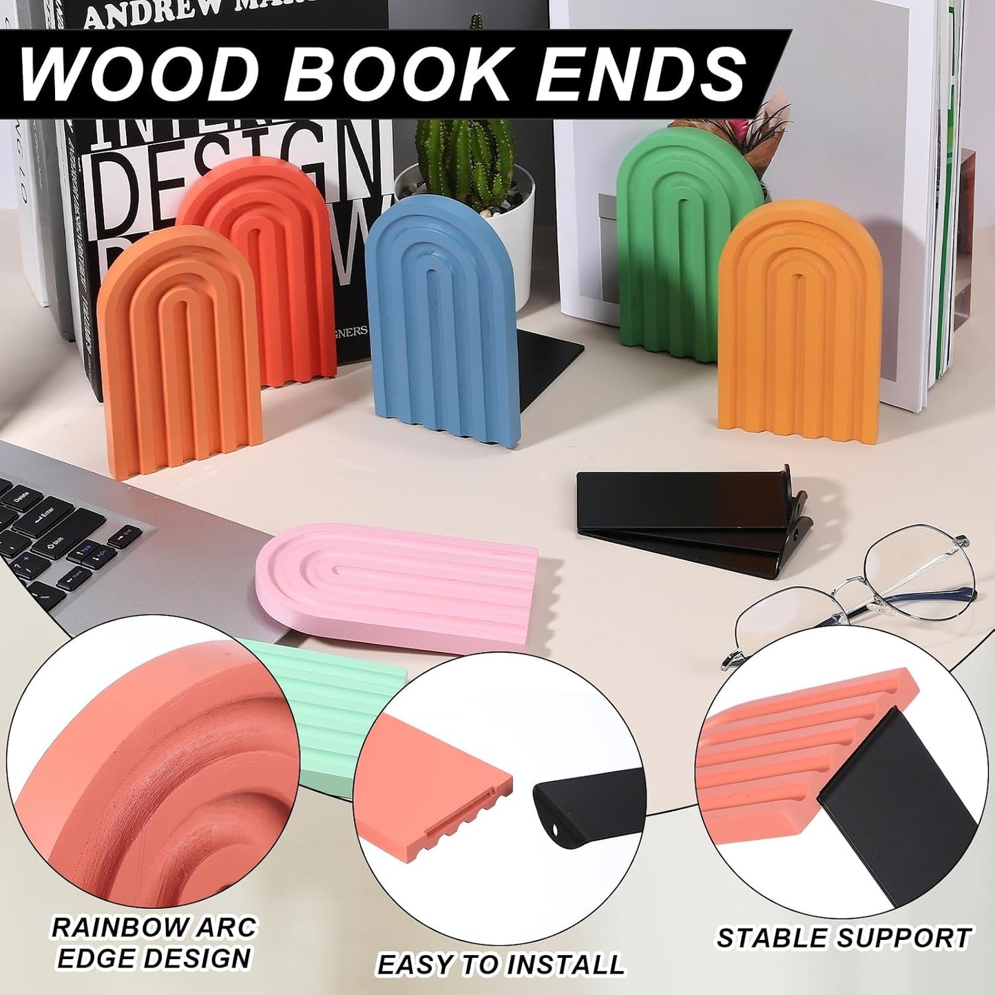 Boho Arch Bookends / Multicolor / Set of 4