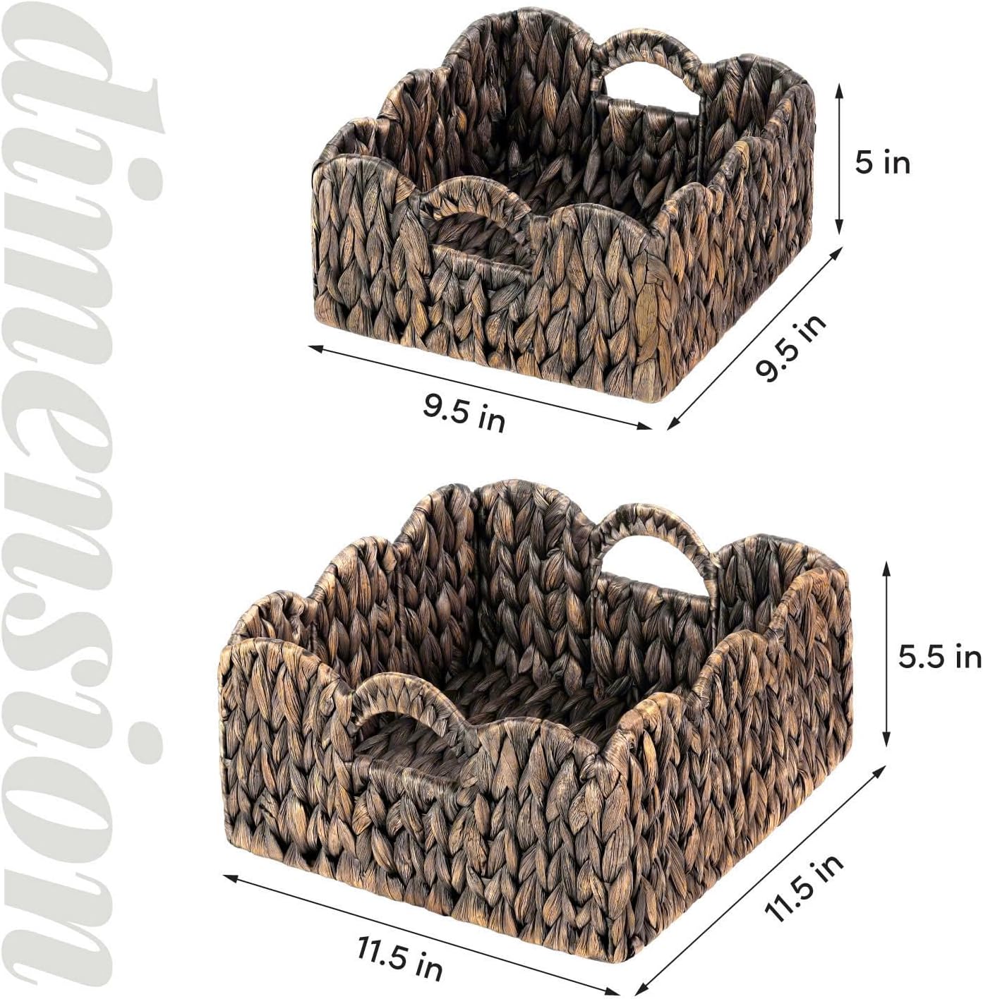 Woven Basket Boho / Esspresso / Natural / Set of 2