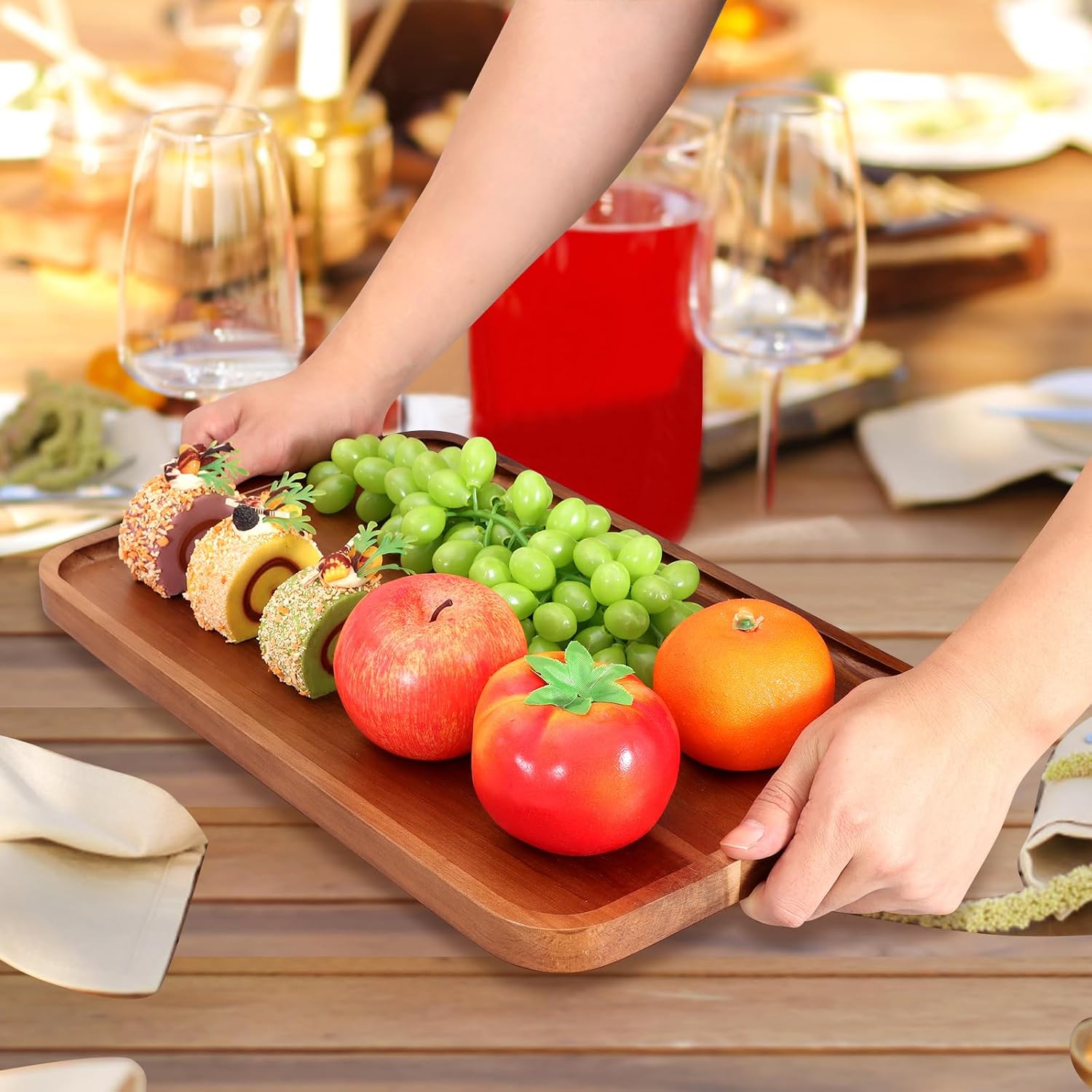 Rectangular Wooden Platters Long Charcuterie Boards Decorations Serving Trays Platter / 14 x 8 x 0.8