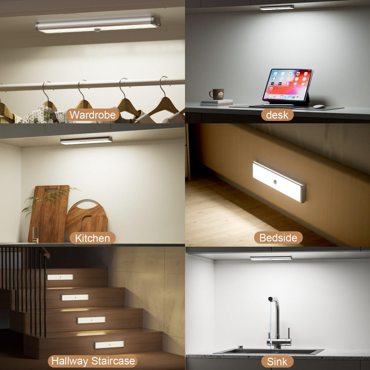 Under Cabinet Lighting,Rechargeable Motion Sensor Light Indoor Night Lights with Remote,58LED RGB under cabinet lights