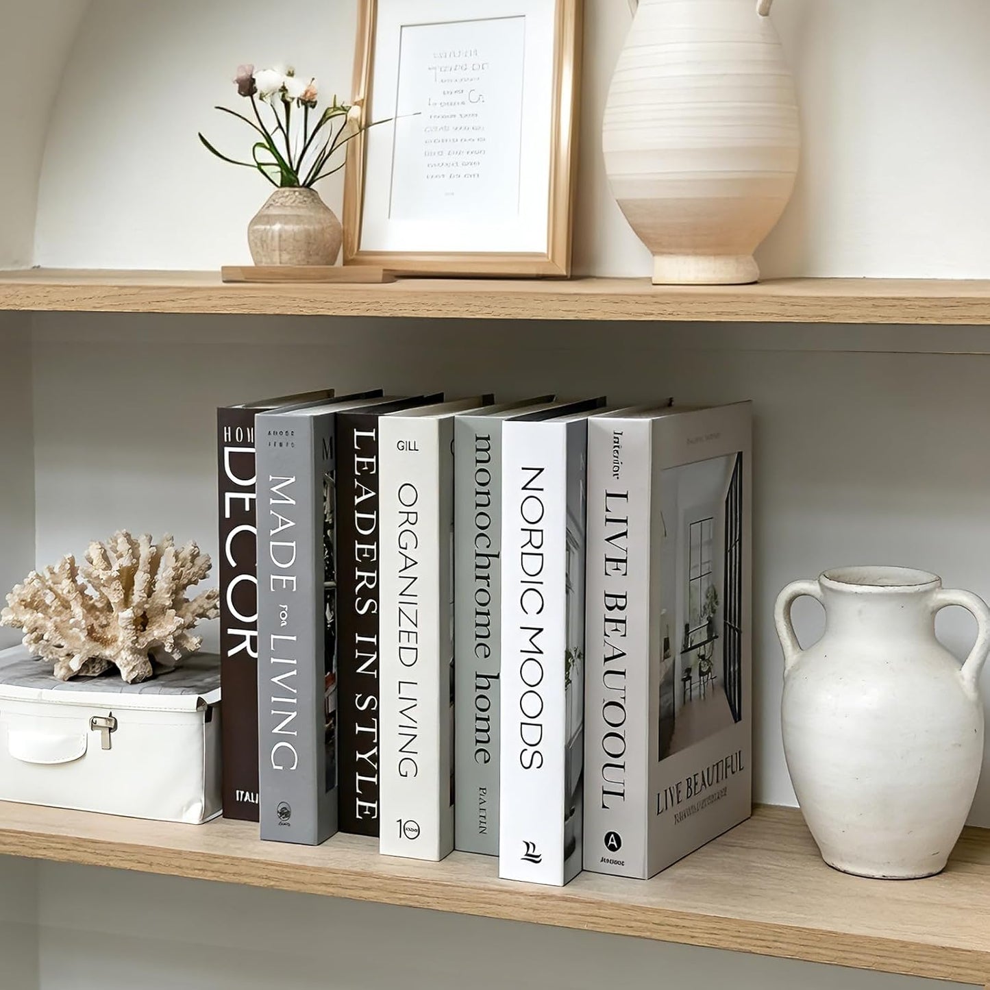 Decorative Books / Fake Books for Decoration / Beige / Set of 7