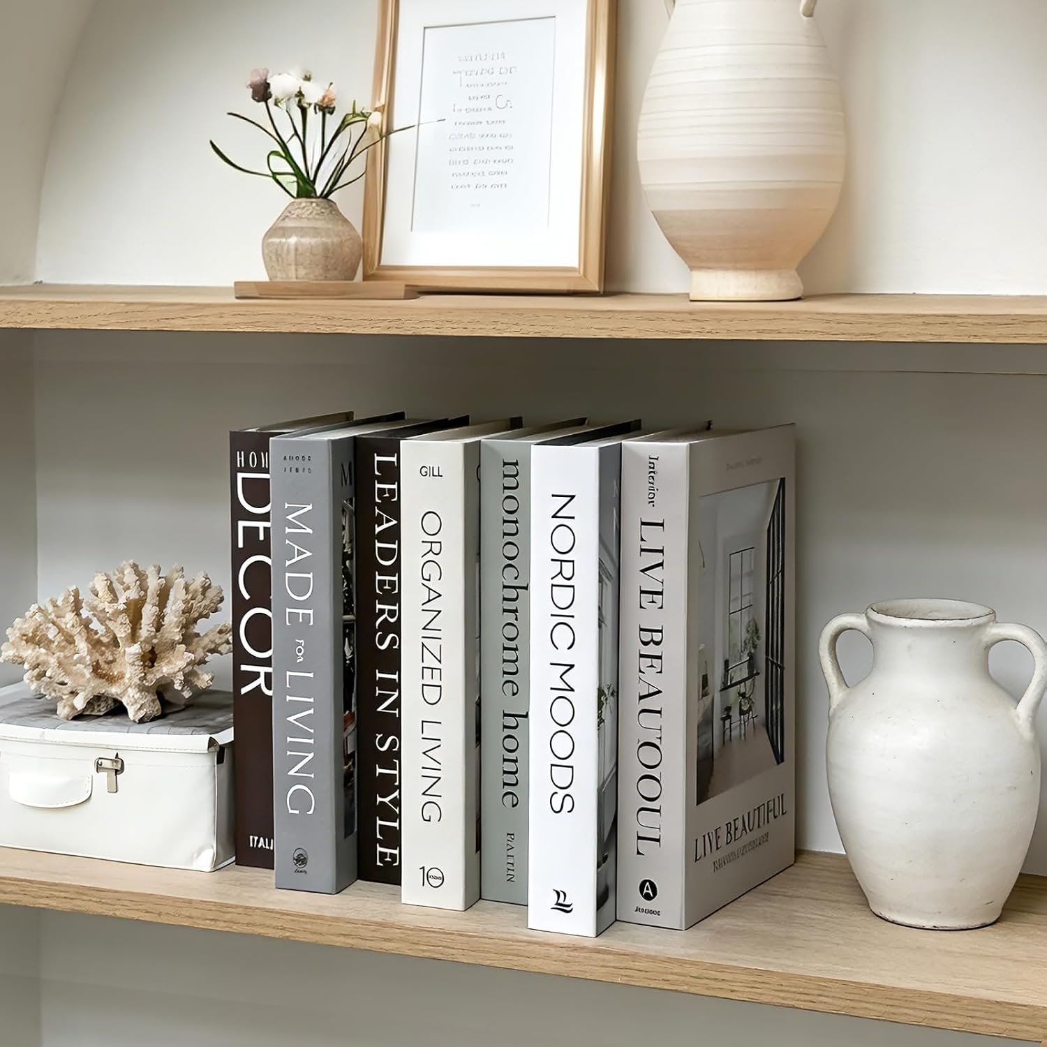 Decorative Books / Fake Books for Decoration / Beige / Set of 7
