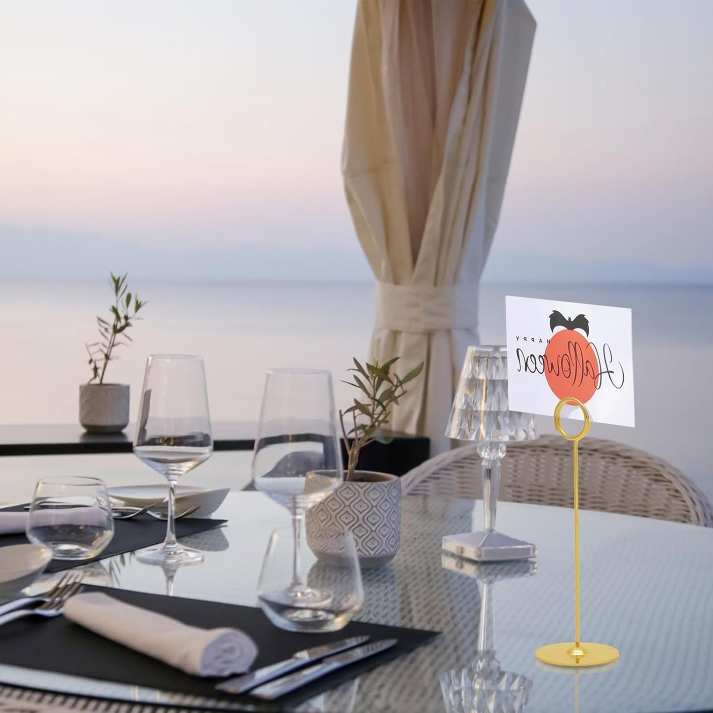 Urban Deco 16 Pieces Table Card Holder 8 inches Table Number Holders Place Steel Card Holders for Photos, Food Signs