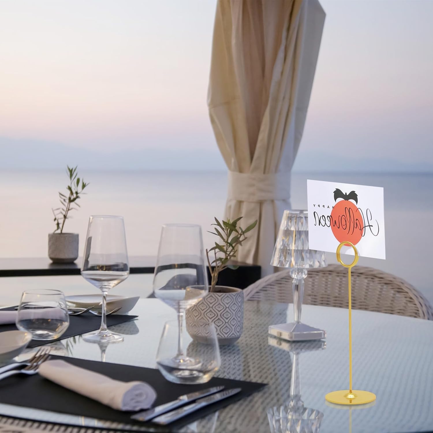 Urban Deco 16 Pieces Table Card Holder 8 inches Table Number Holders Place Steel Card Holders for Photos, Food Signs