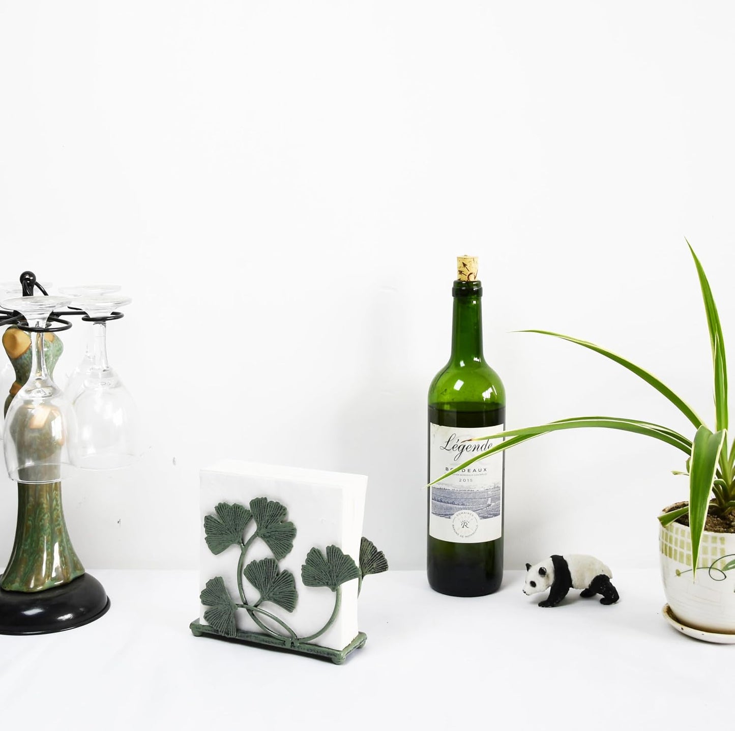 Decorative Metal Paper Napkin Rack / Green / 6 x 5.2