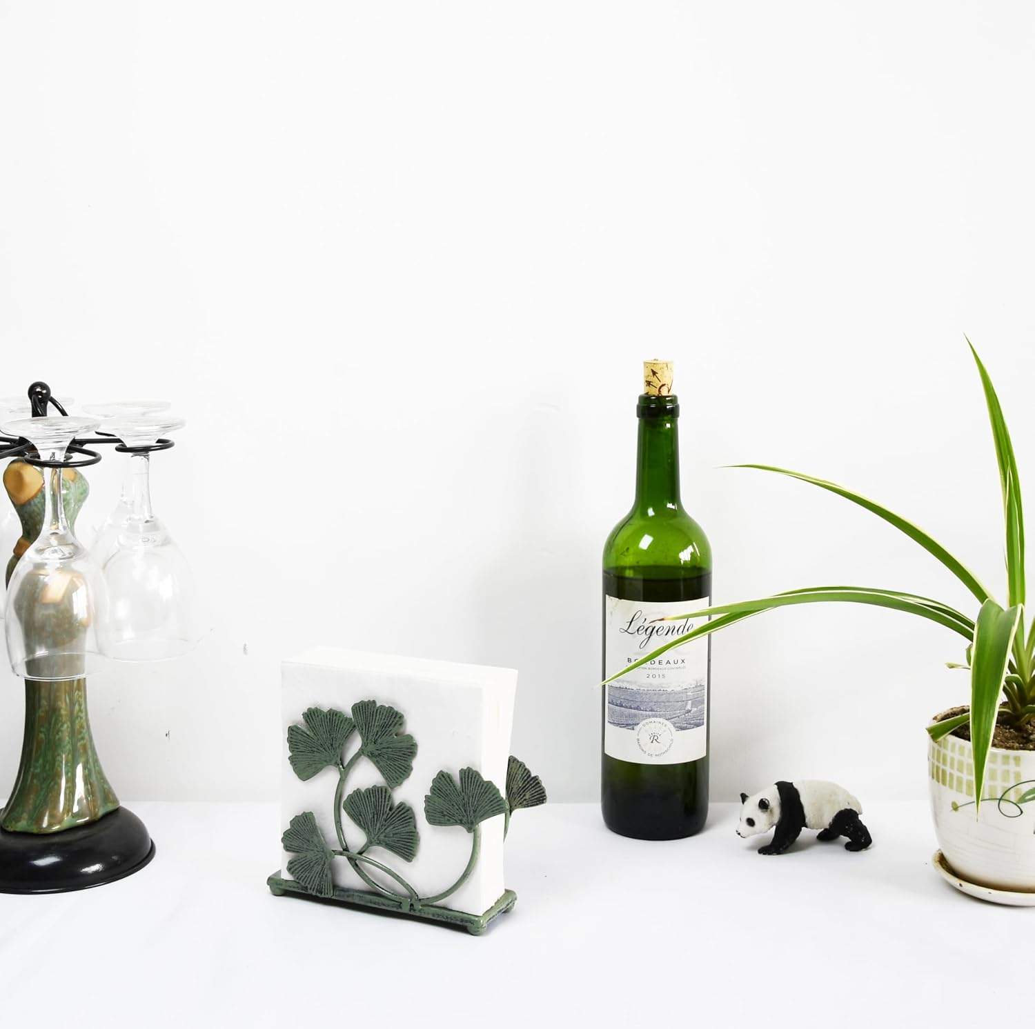 Decorative Metal Paper Napkin Rack / Green / 6 x 5.2