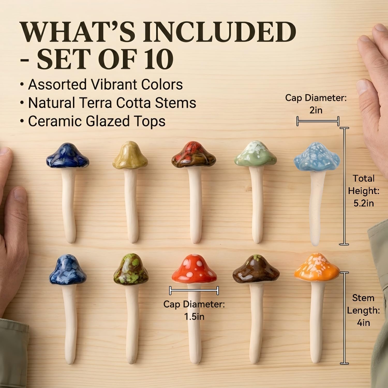 4.7" Tall Pottery Mushroom Statues / Set of 10