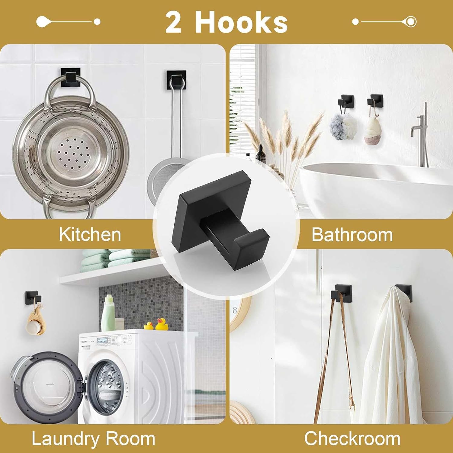 5 Pieces Bathroom Hardware Accessories Set Matte Black Towel Bar Set Towel Holder Racks Set for Bathroom,SUS304