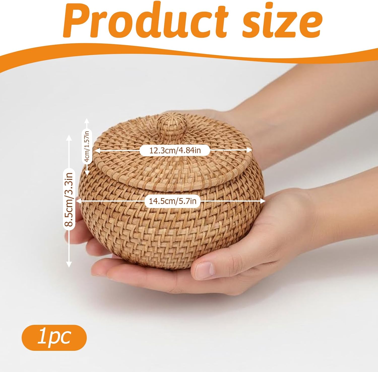 1 Pc Small Rattan Basket Box / 4.8 x 3.3