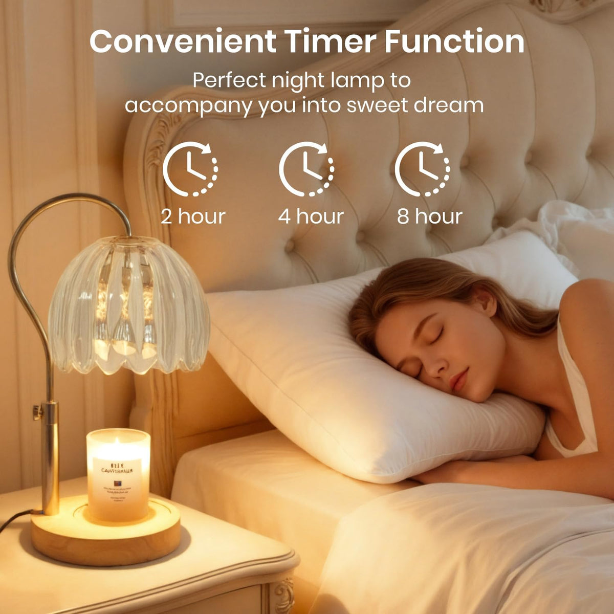 Candle Warmer Lamp with Timer & Dimmer, Height Adjustable Electric Candle Lamp Warmer for Scented Jar Candles with 2