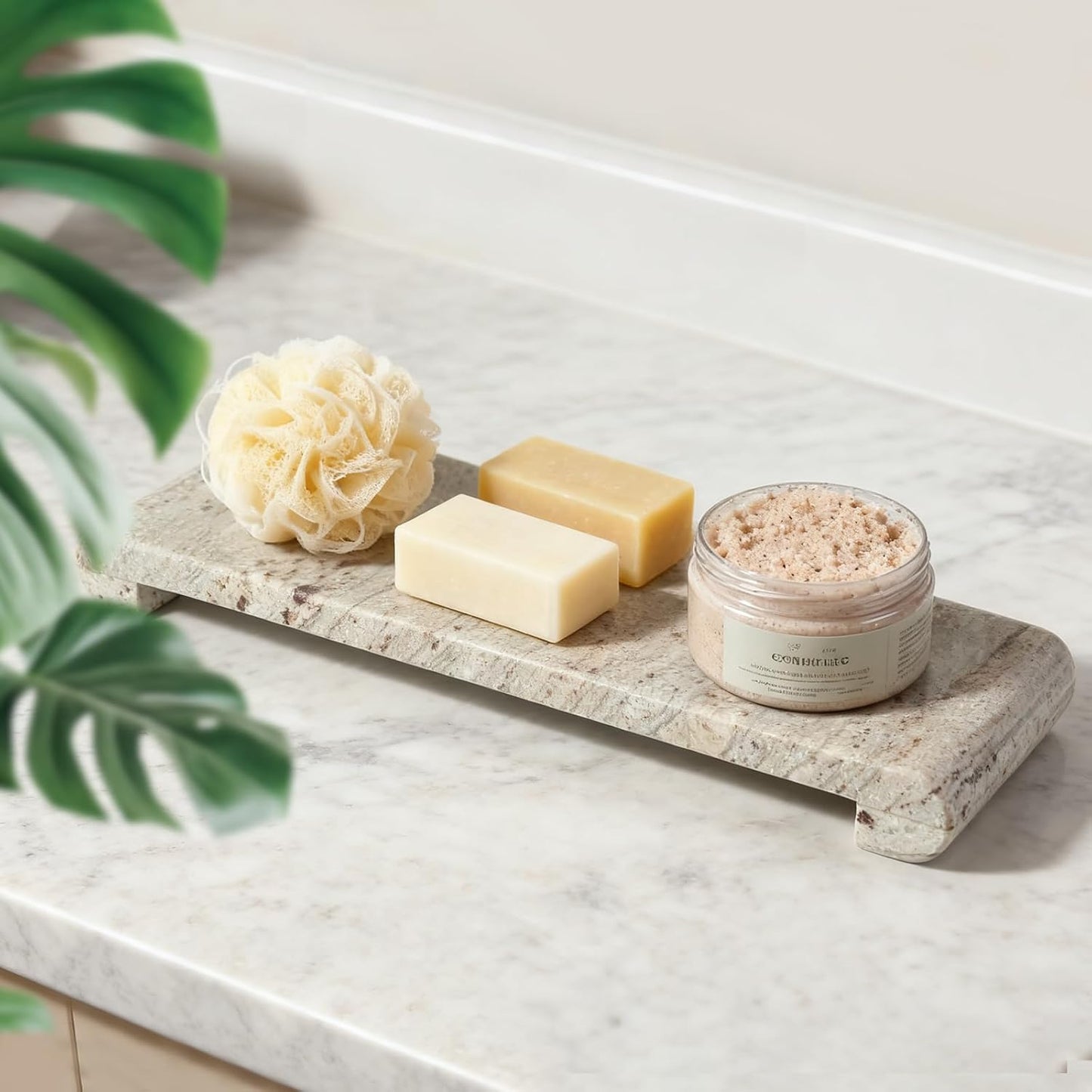Marble Vanity Tray / River White / 16 x 4