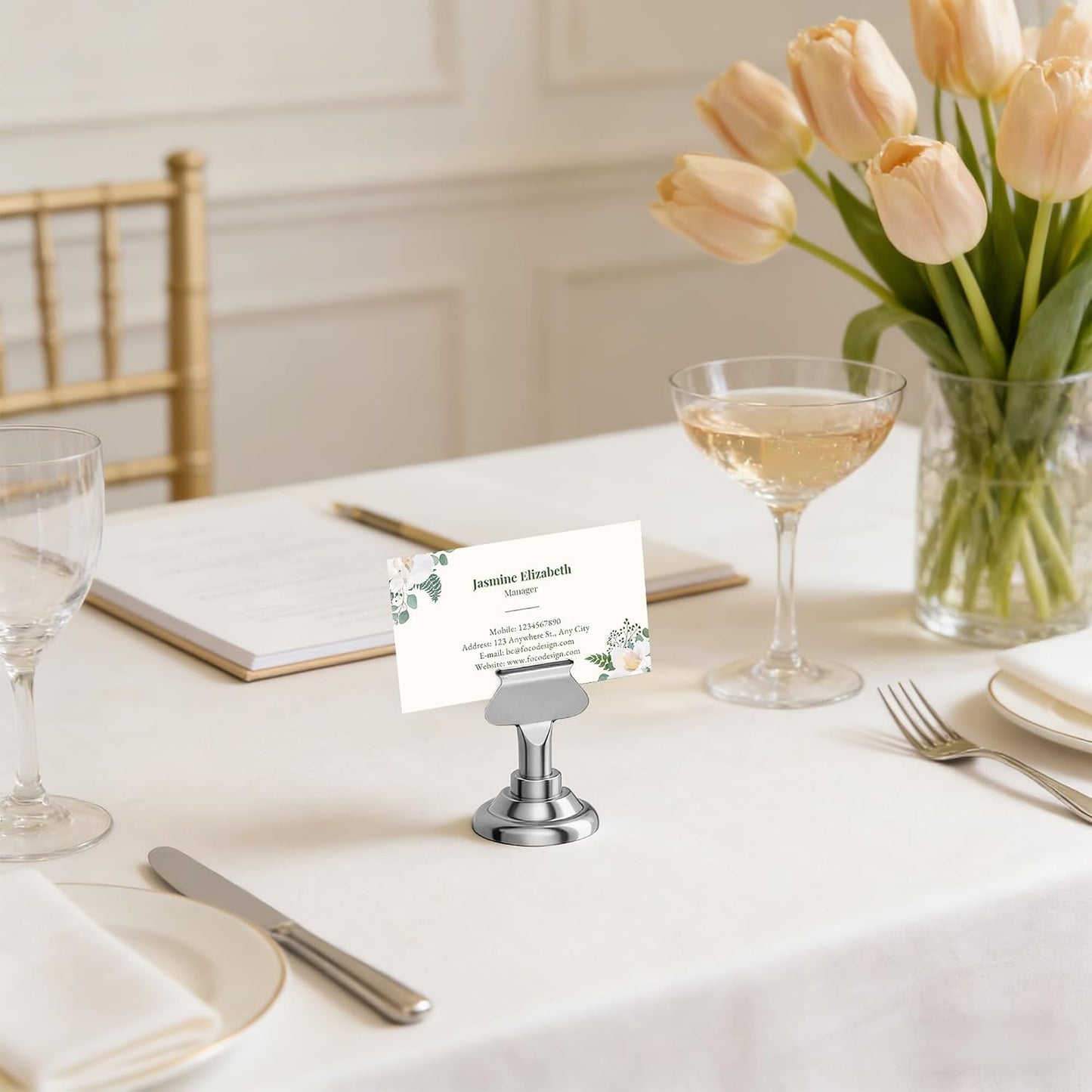 Urban Deco 16PK Table Number Holders Place Card Holders 1.7 Inch Table Card Holders Steel Card Holders for Photos, Food